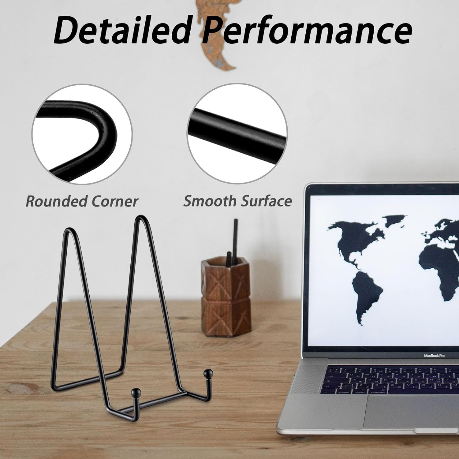 Thumbnail 2 de 4 Pack 8 Inch Plate Stands (Black Metal) for Display – Adjustable Tabletop Shelf Brackets