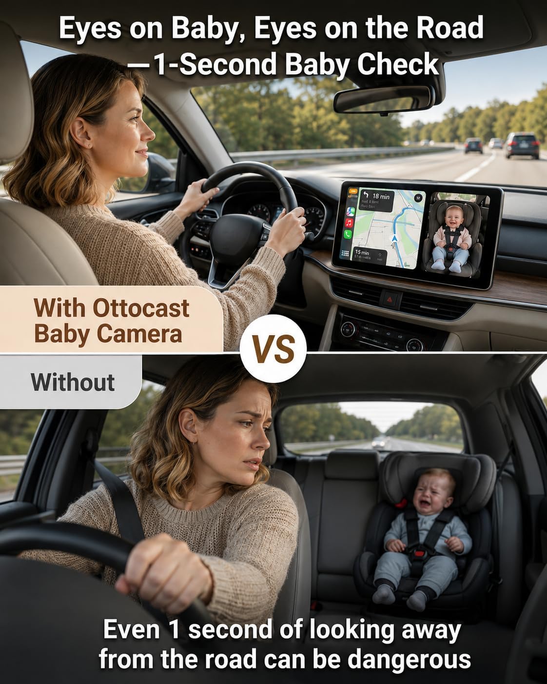 Detalle de OTTOCAST Baby Car Camera for Wired CarPlay, 1080p, 150° View