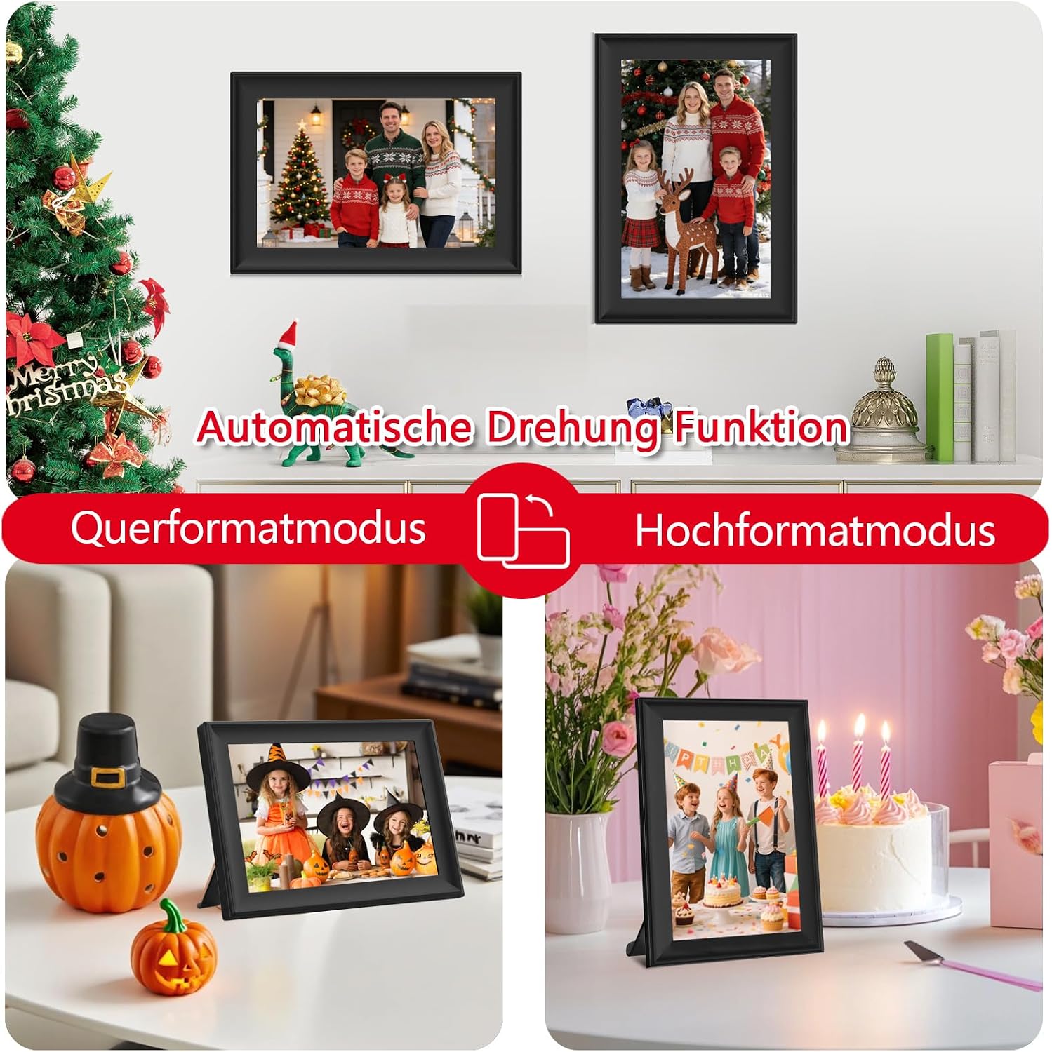 Thumbnail 6 de Frameo Cornice Fotografica Digitale WiFi da 10,1” dxmart con touchscreen e rotazione automatica