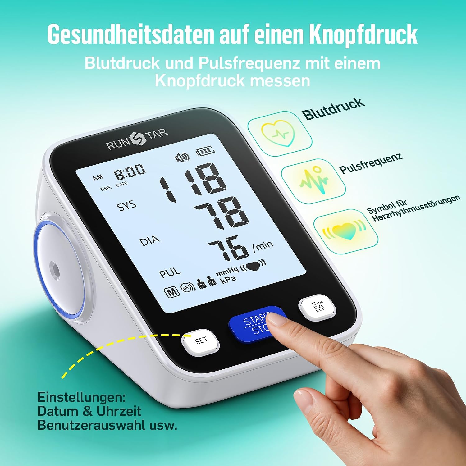 Thumbnail 1 de RunStar Blutdruckmessgerät Oberarm 22–42 cm