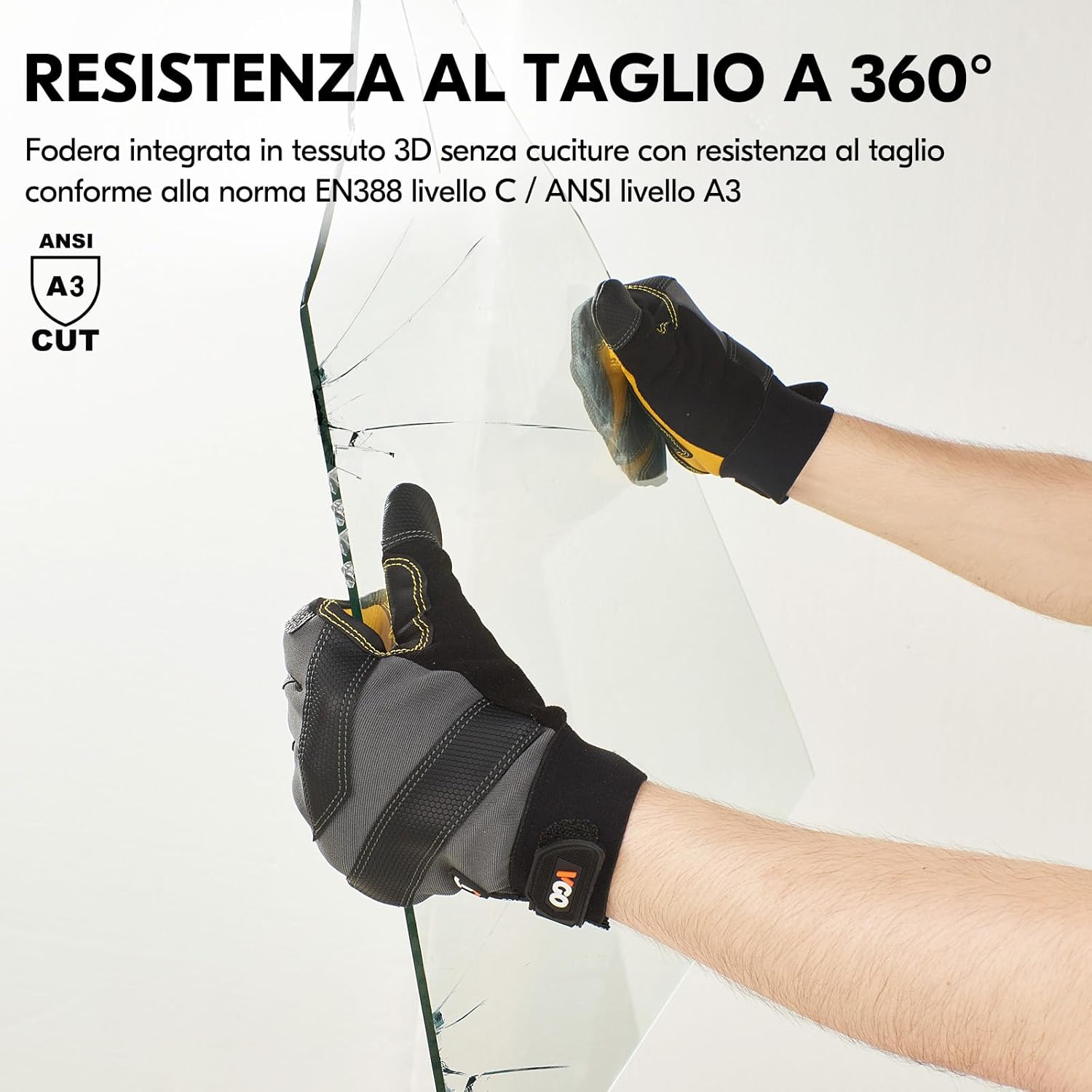 Thumbnail 2 de Guanti da lavoro antitaglio Vgo… EN388 Level C A3, per edilizia e motosega, antivibrazione 360°