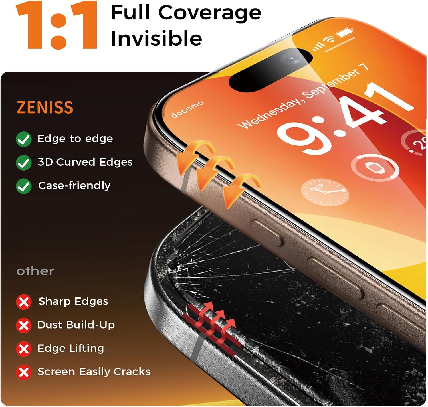 Thumbnail 3 de Zeniss NeverBreak 9H+ Screen Protector for iPhone 16 Pro