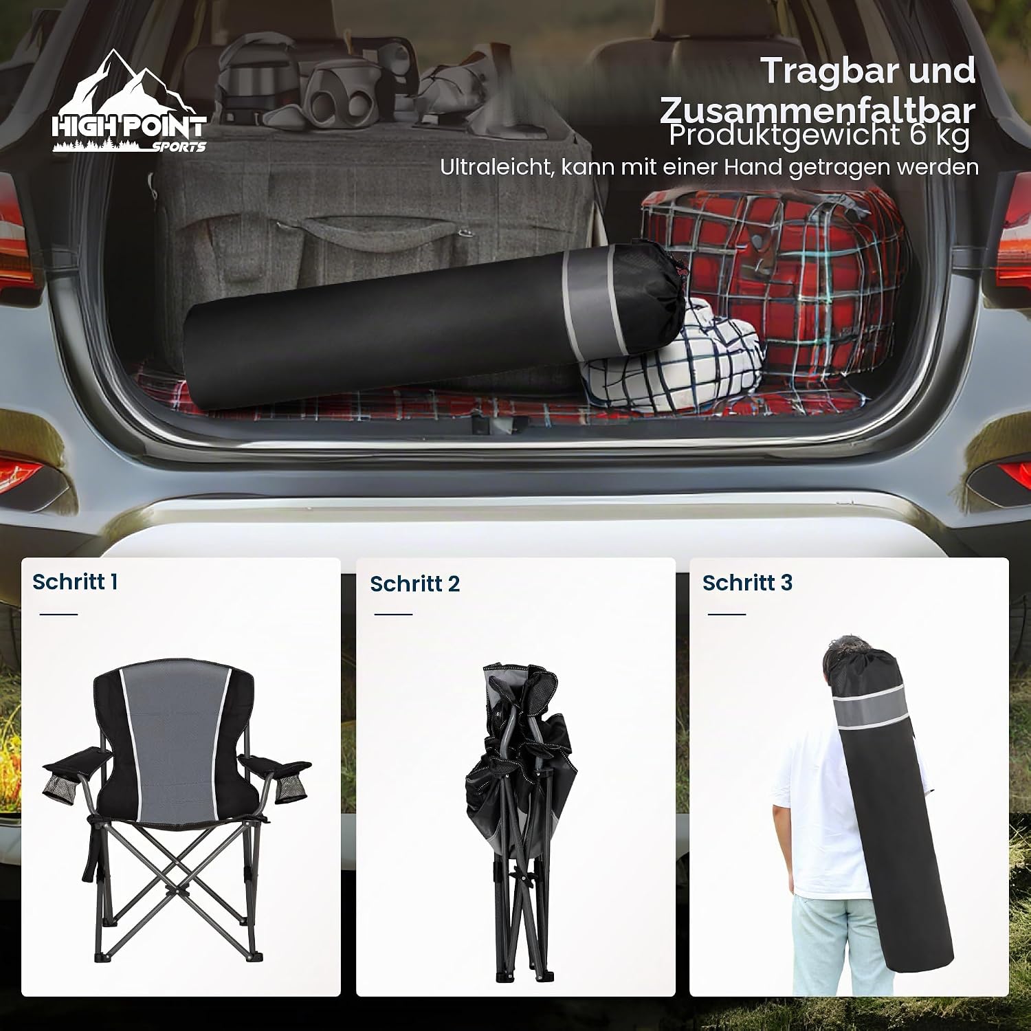 Thumbnail 6 de HIGH POINT SPORTS Campingstuhl Faltbar bis 160 kg