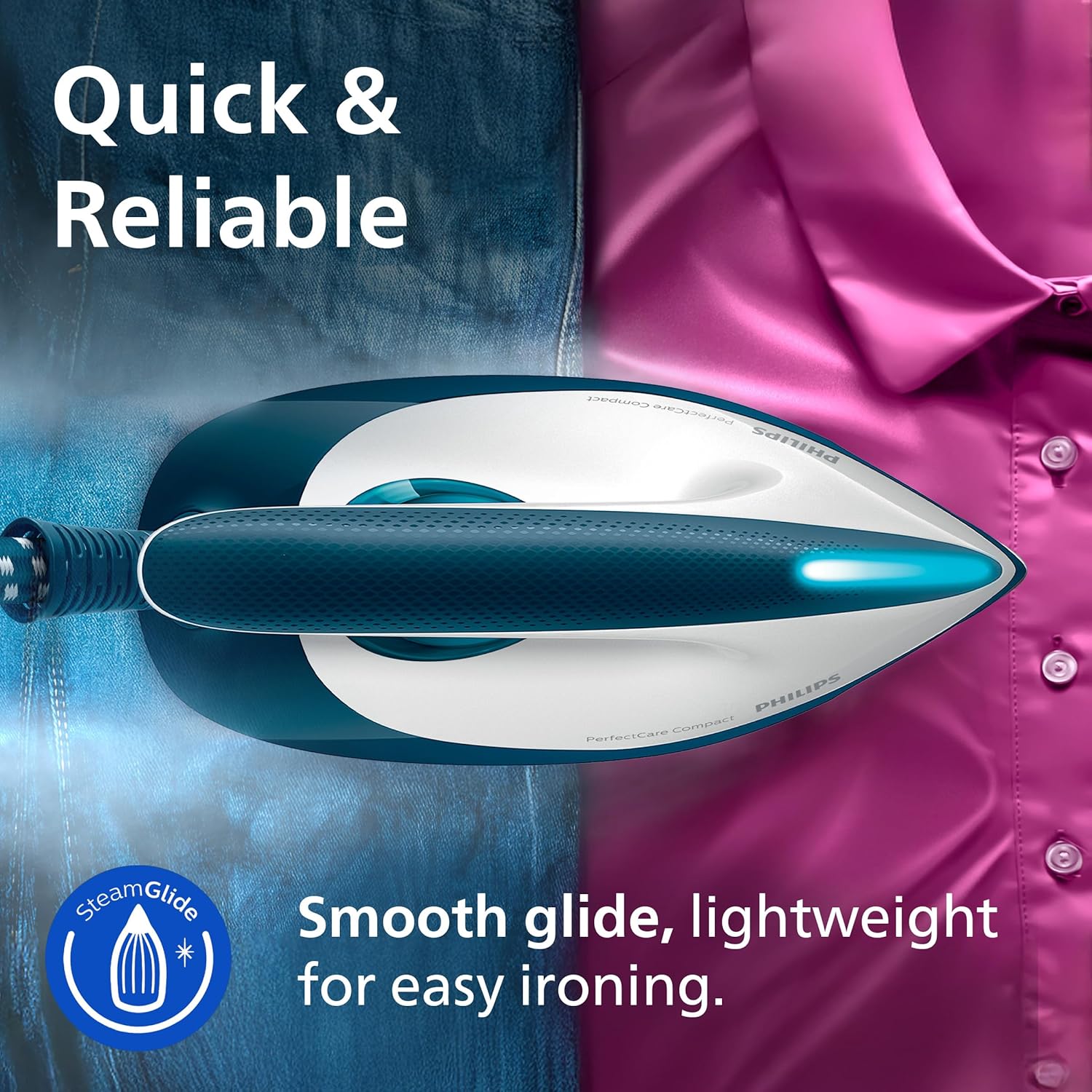 Thumbnail 6 de Philips PerfectCare Compact Steam Generator Iron GC7840/26 with 1.5L tank, OptimalTEMP and ECO mode