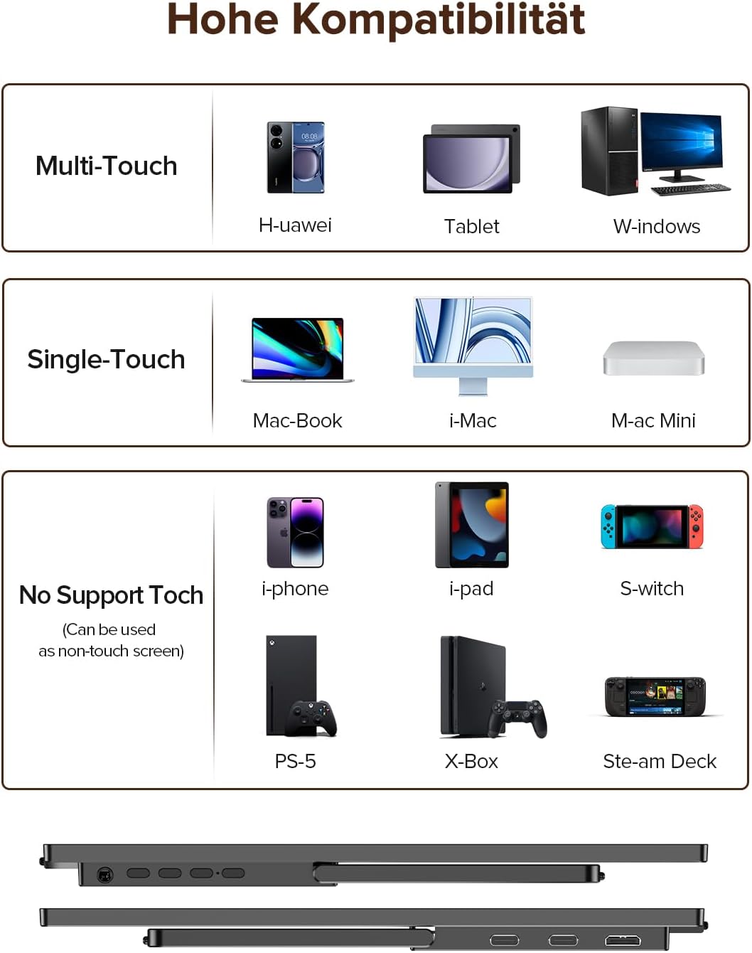 Thumbnail 6 de Newsoul Portable Monitor Touchscreen (15,6 Zoll, IPS, 1080P) für USB-C & Mini-HDMI