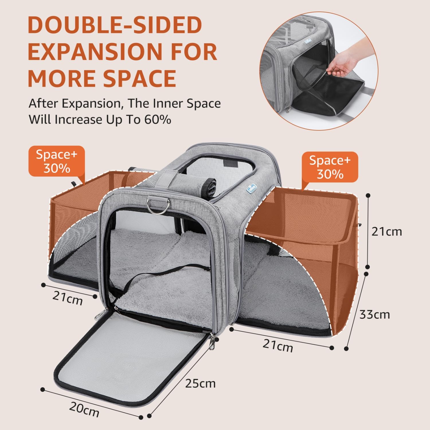 Detalle de Nobleza Sac de Transport Extensible pour Chats et Chiens – Grand Cage de Transport Pliable et Respirante + Bol