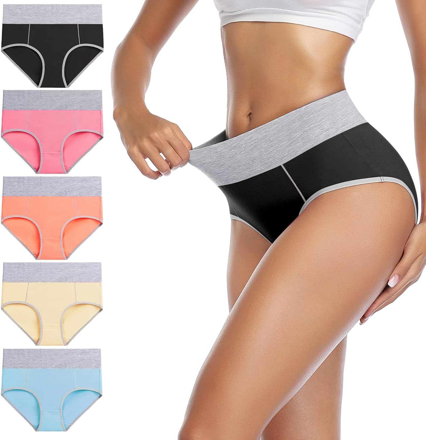 Thumbnail 1 de wirarpa Damen-Unterhosen Baumwolle Taillenslip High Waist — 5er Pack, komfortabler Passformkomfort
