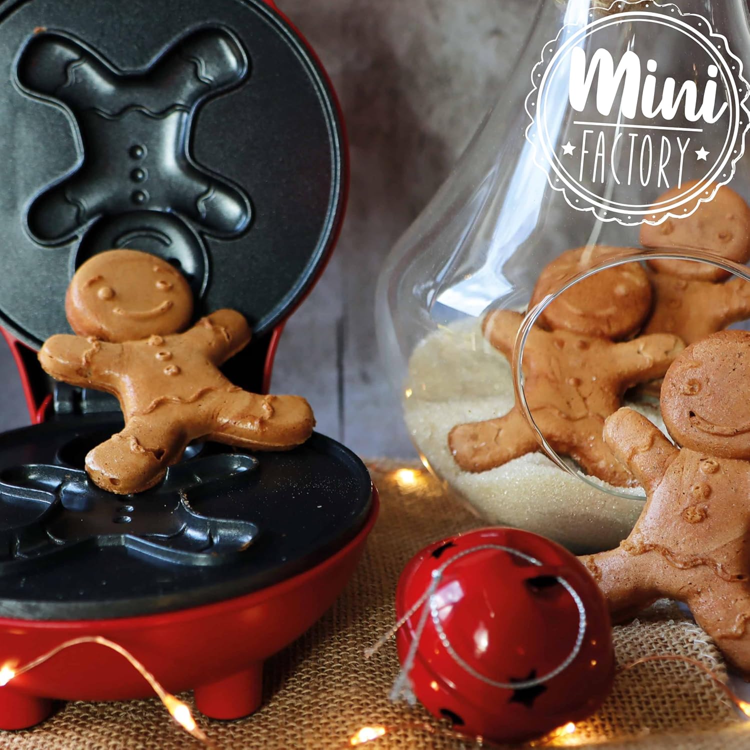 Detalle de ScrapCooking Mini-Waffeleisen „Lebkuchenmann“ (3884) – kleine Waffelmaschine mit Antihaftplatte und Rezept