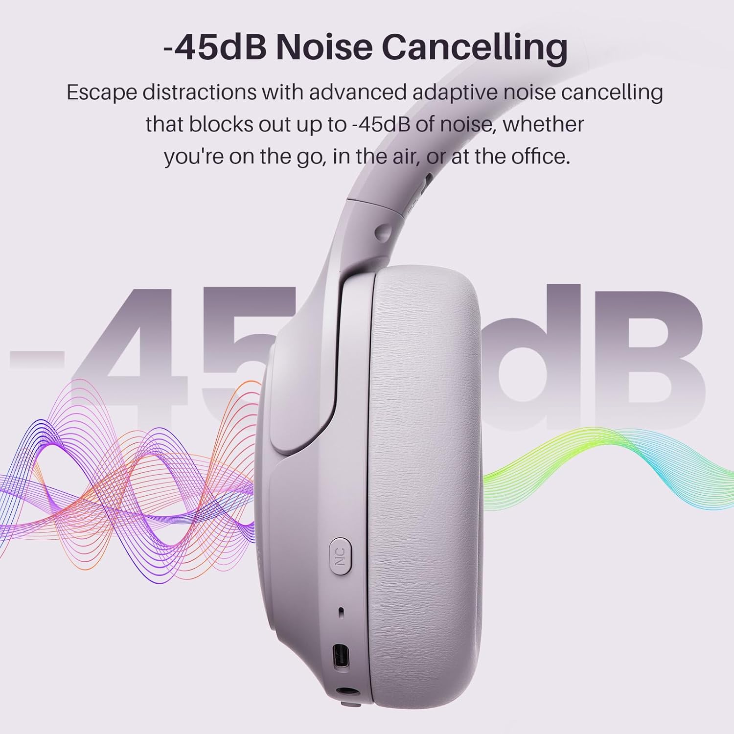 Detalle de TOZO HT3 Bluetooth Headphones: Active Noise Cancelling with AI and 90H Battery Life