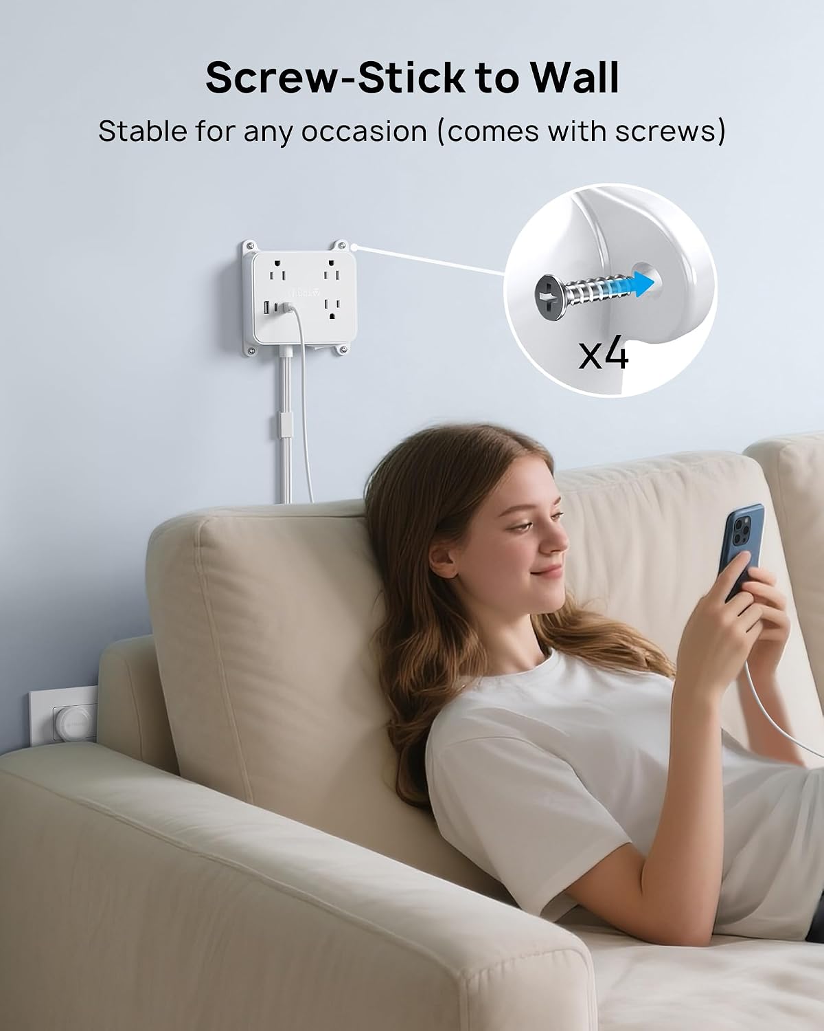 Detalle 1 de TROND outlet extender with 2 USB-C ports