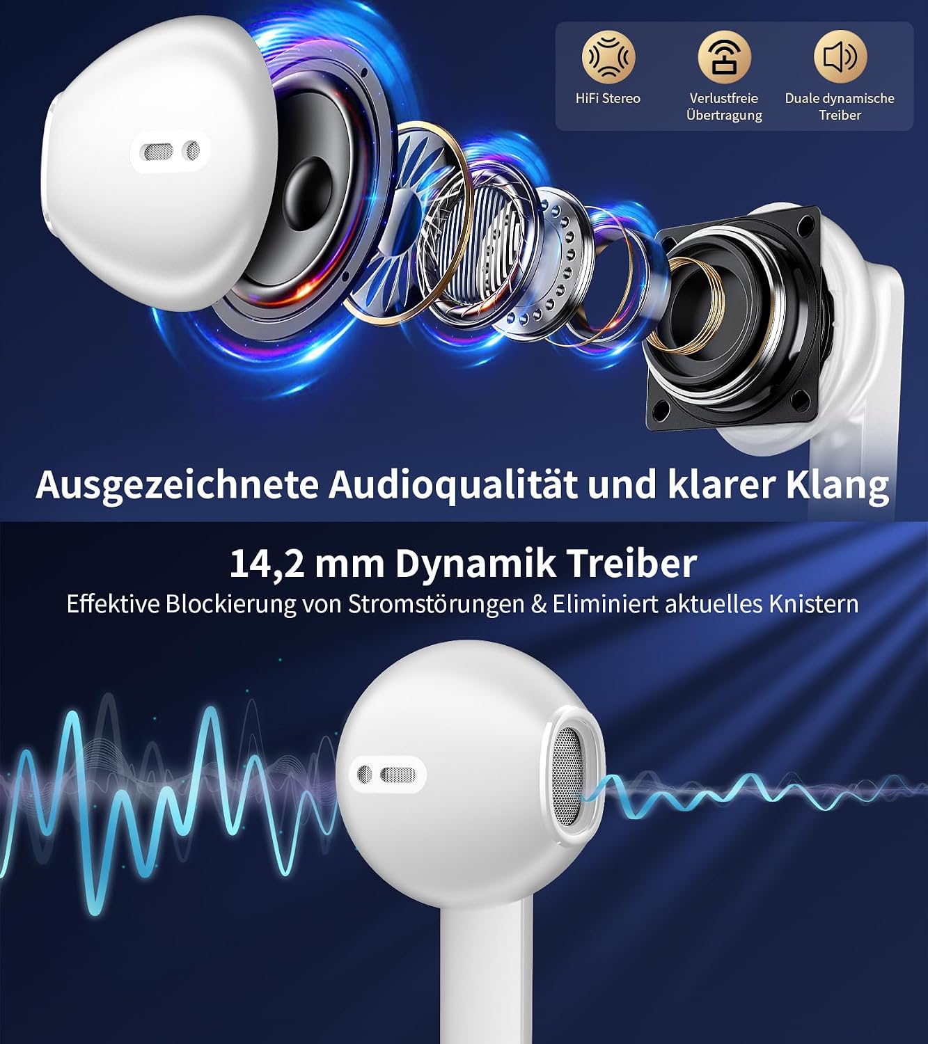 Detalle de USB-C Kopfhörer mit Kabel – HiFi-Sound, DAC-Unterstützung und breite Kompatibilität