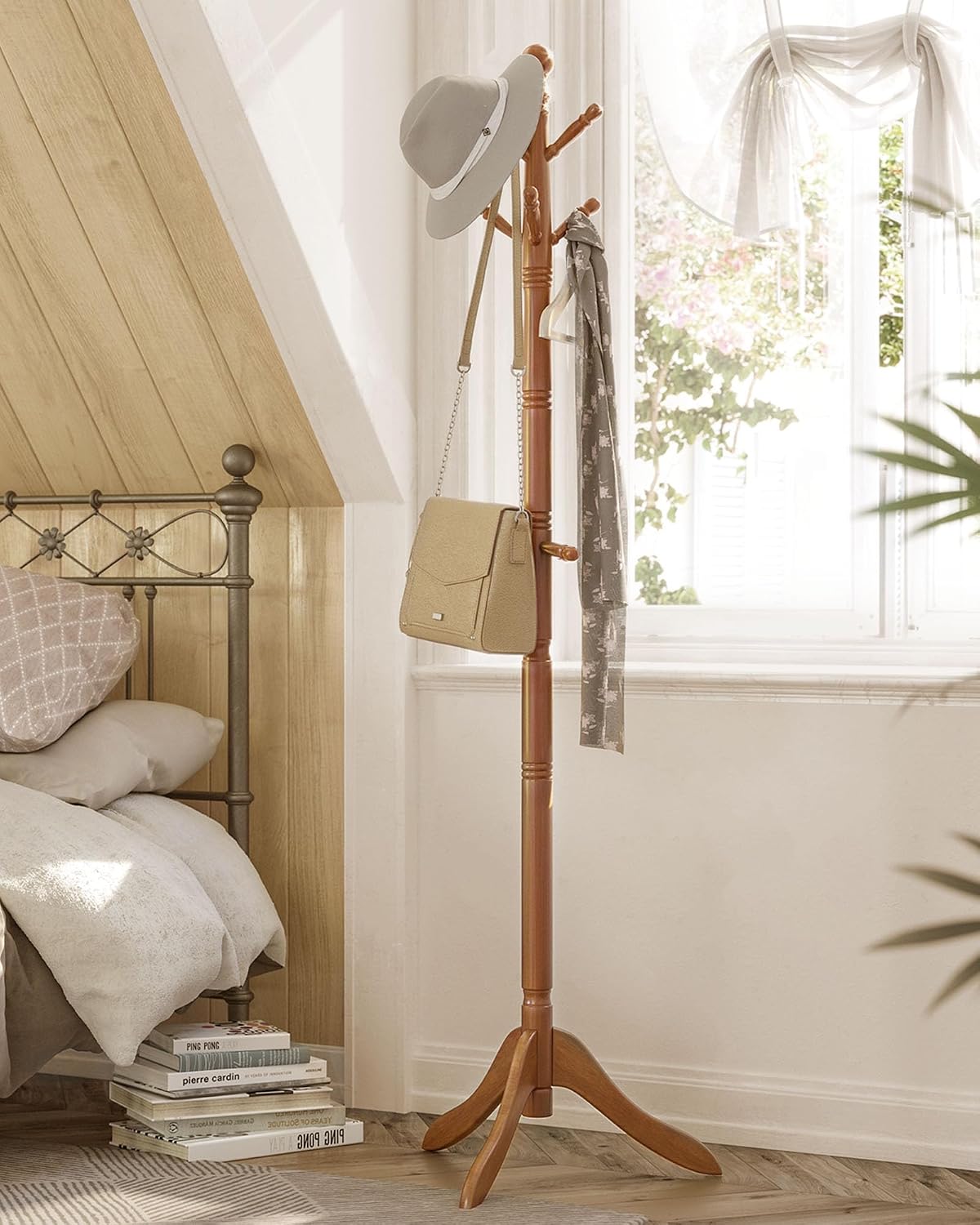 Thumbnail 5 de VASAGLE solid wood coat rack, rubberwood