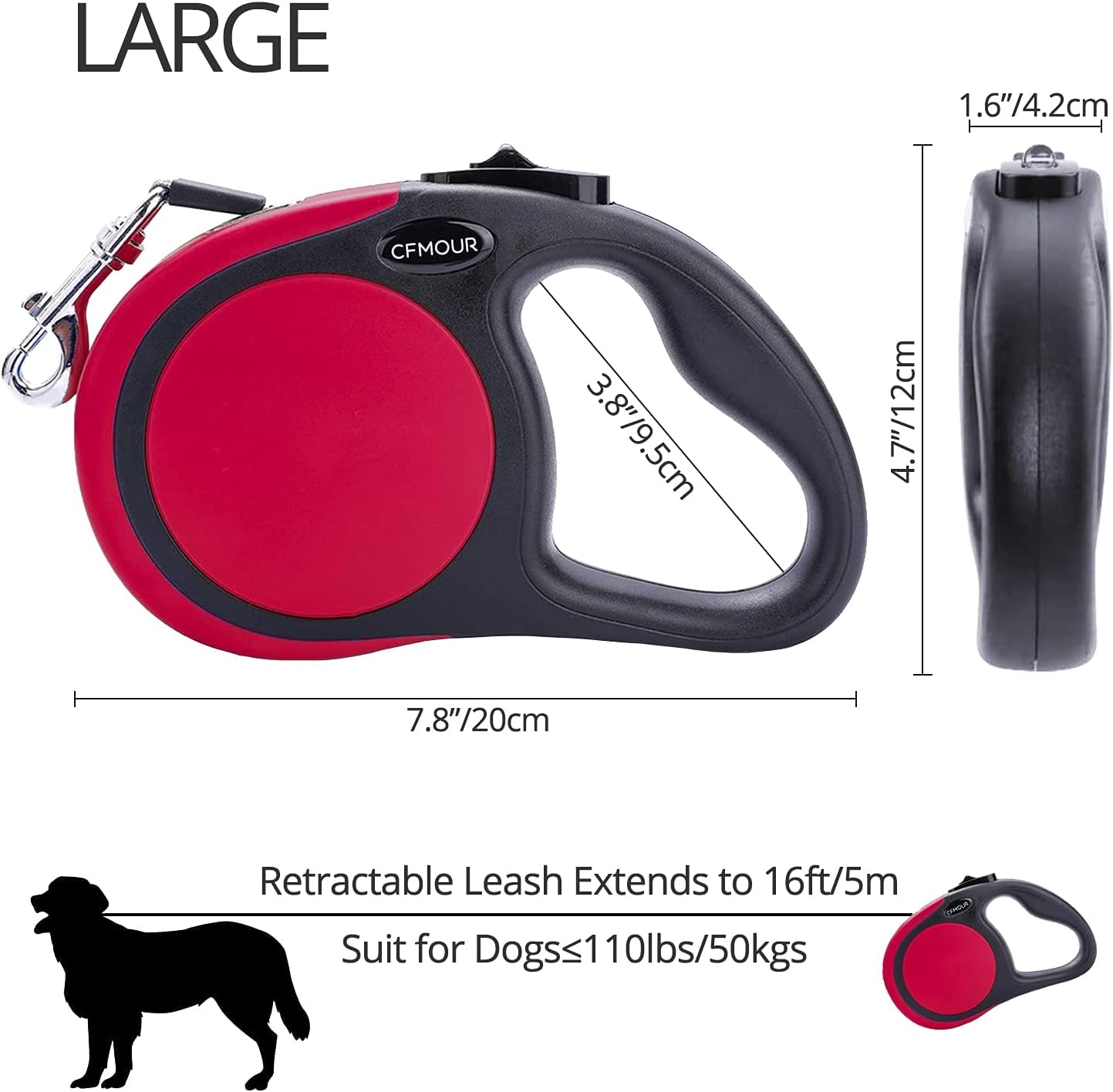 Detalle de Retractable Dog Lead 5m 50kg, CFMOUR