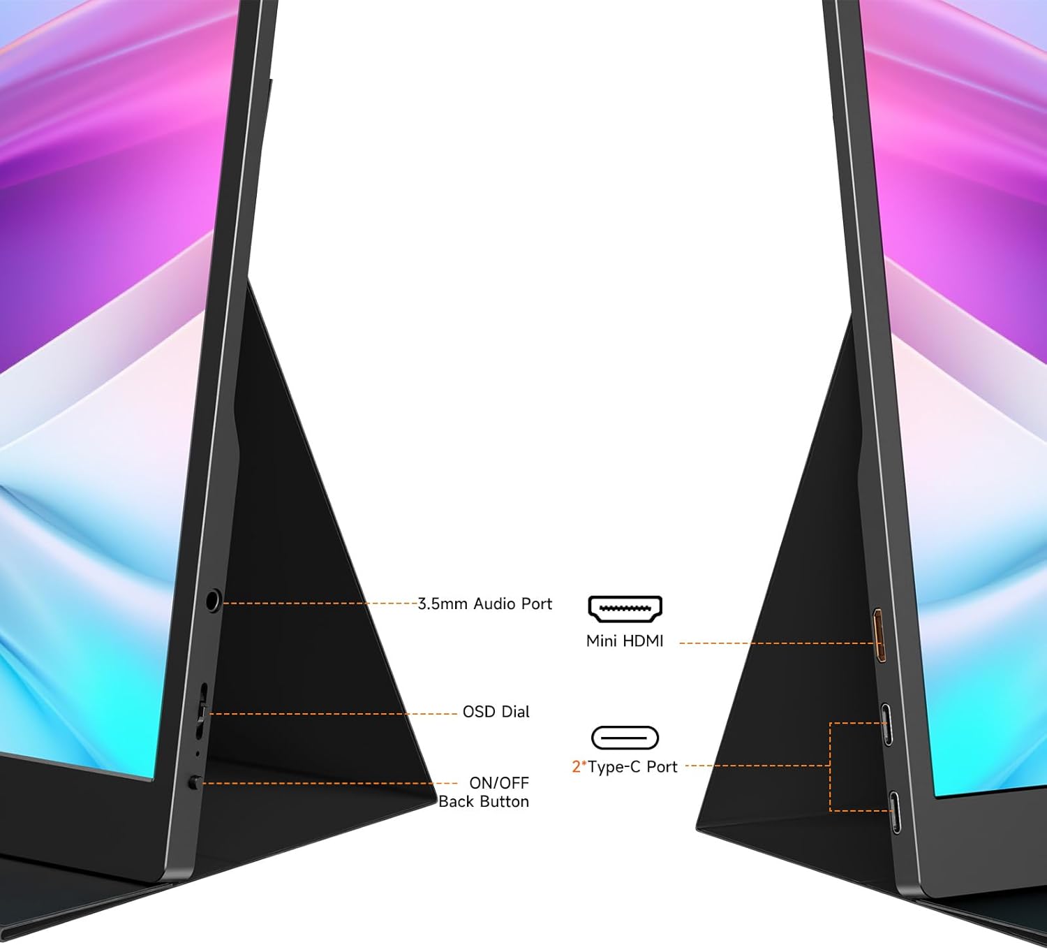 Detalle de QAF 15.6-Inch Portable Monitor: FHD IPS, USB-C Plug-and-Play Second Screen