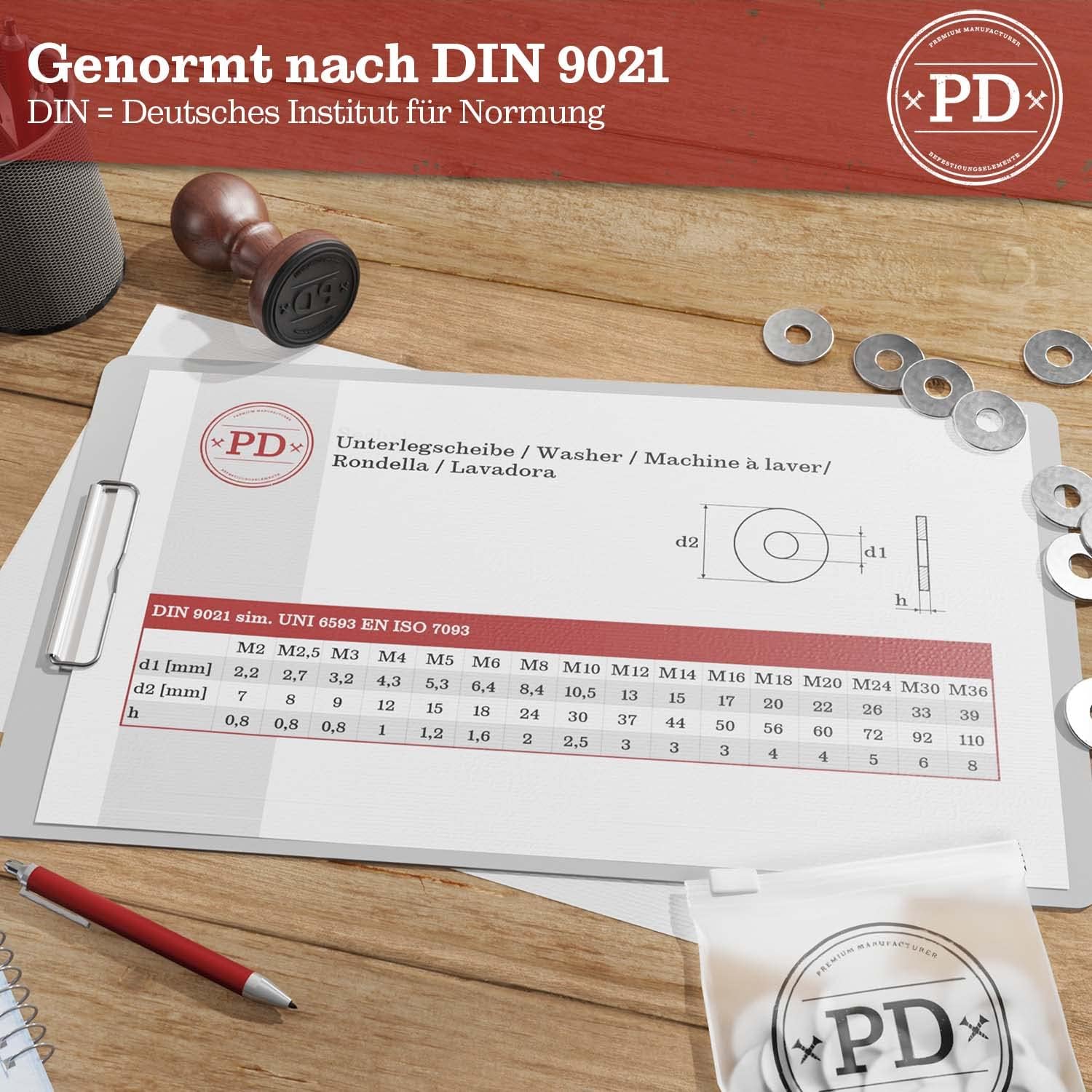 Thumbnail 1 de PD® große Kunststoff-Unterlegscheiben M6 (DIN 9021 / ISO 7093) aus PA Nylon, 50 Stück