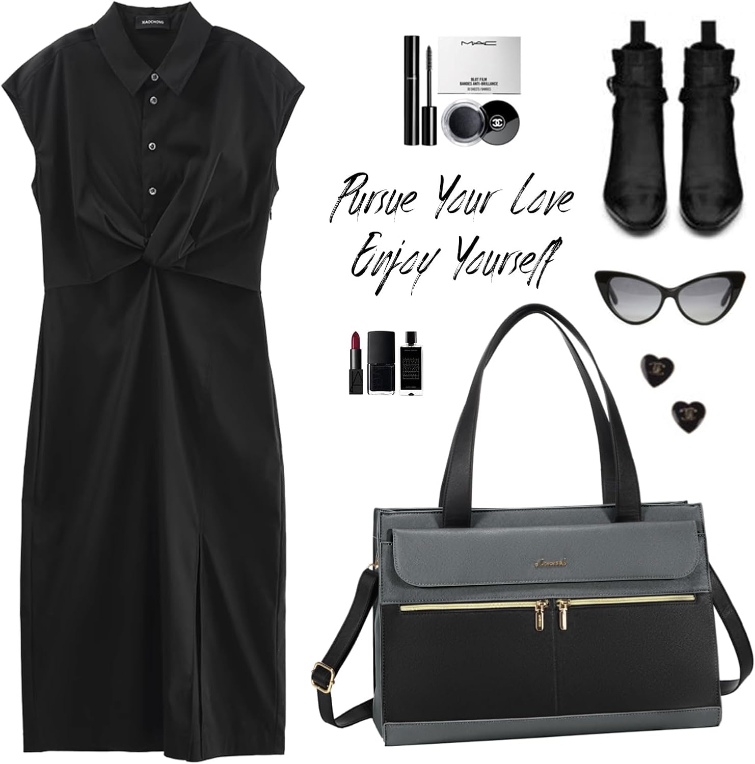 Thumbnail 6 de LOVEVOOK Sac Cabas Femme: Grand Sac à Main PU Imperméable pour Laptop 15,6" (Gris)