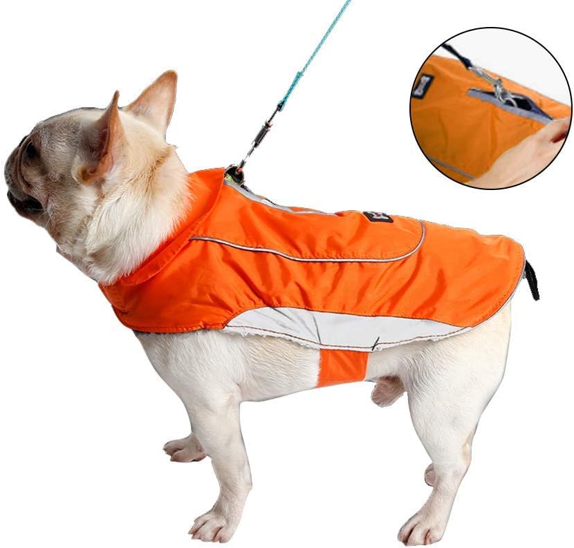 Thumbnail 6 de Morezi Dog Warm Coats Jacket - Waterproof Coat with Harness Hole for Small to Medium Dogs (Orange, Size S)