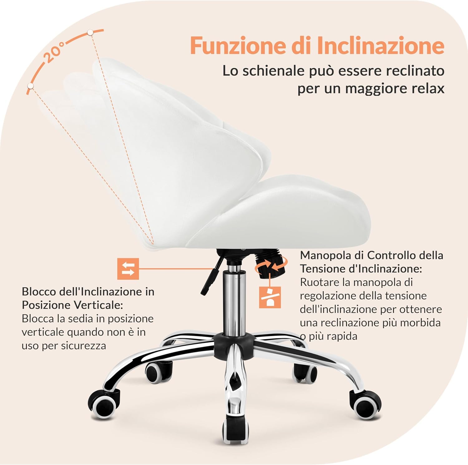 Detalle 2 de Yaheetech Sedia Ufficio Conchiglia velluto 136 KG