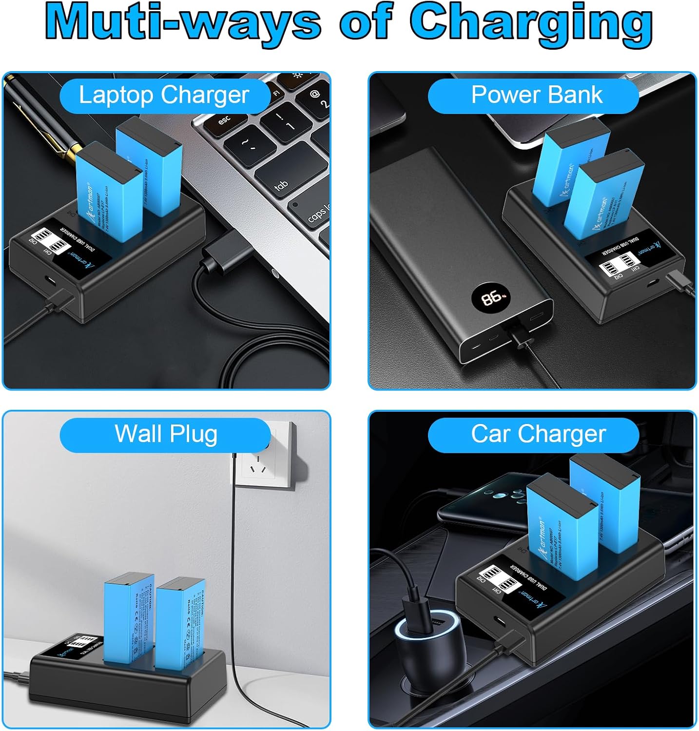 Thumbnail 5 de Artman LP‑E17 2-Pack Battery with USB‑C Charger