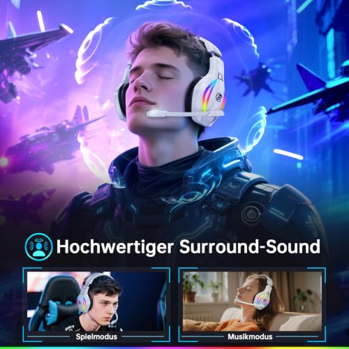 Detalle de Fachixy Wireless Gaming Headset – Klangstarker 50-mm-Treiber, kompatibel mit PS5, PS4, PC, Mac und Switch