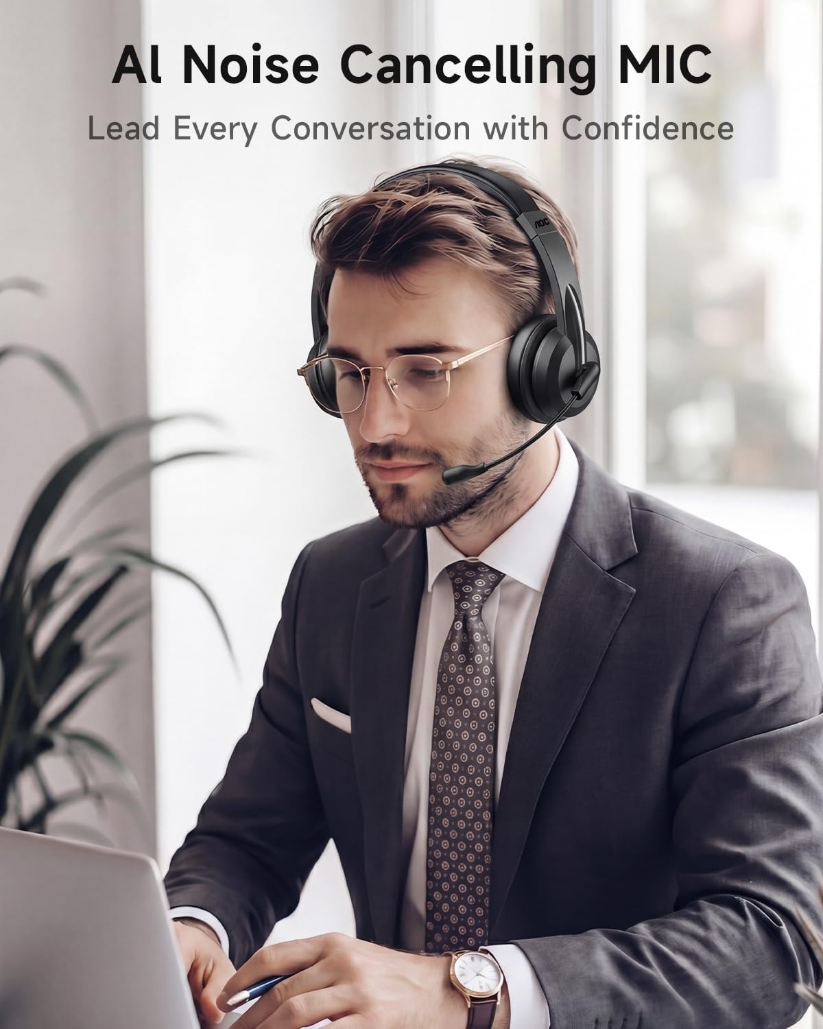 Thumbnail 3 de AOC Wireless Headset with Microphone for Work (V5.4) – 40h Battery, AI Noise Cancellation and 3-in-1 Connectivity