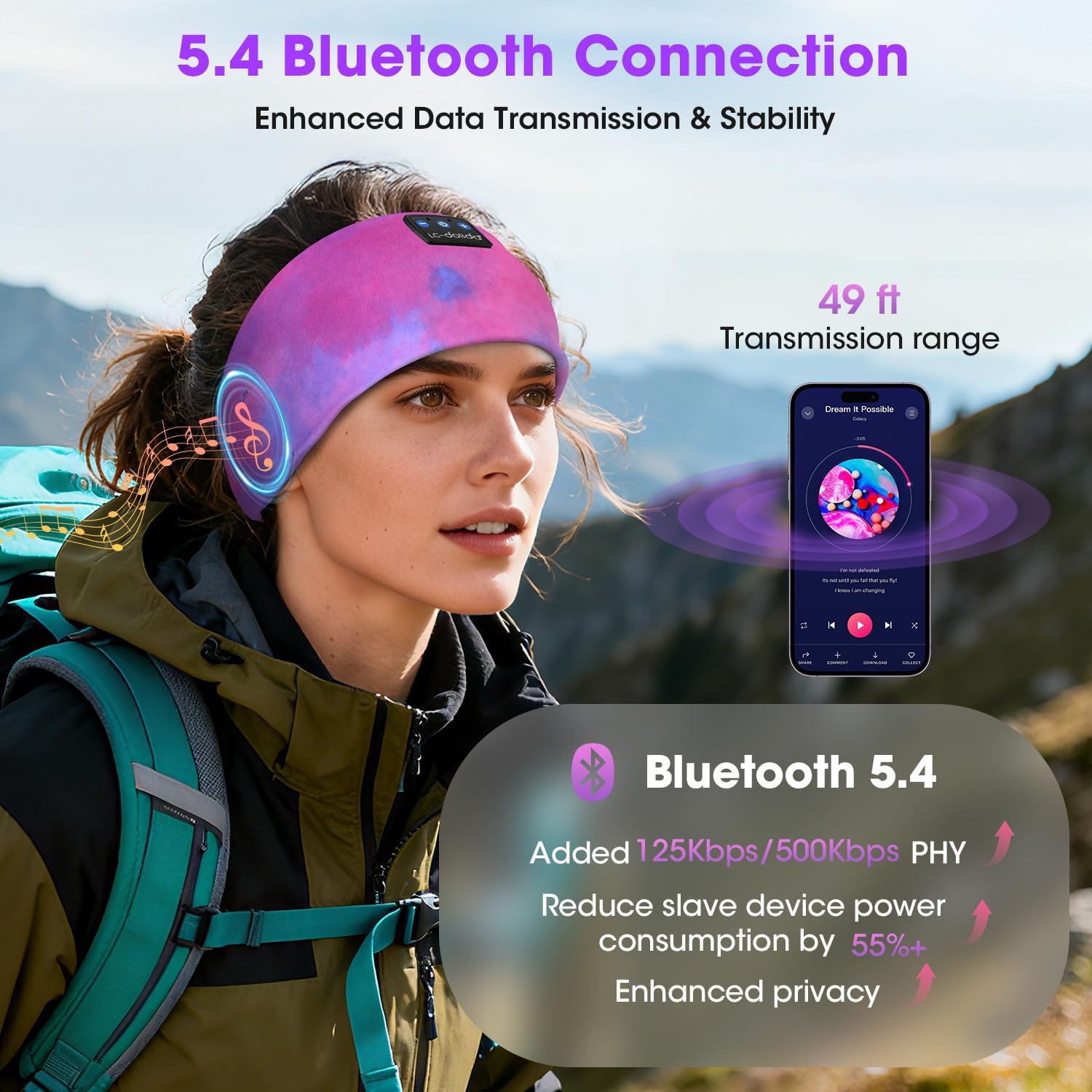 Thumbnail 4 de LC-dolida Sleep Headphones Bluetooth headband 15H