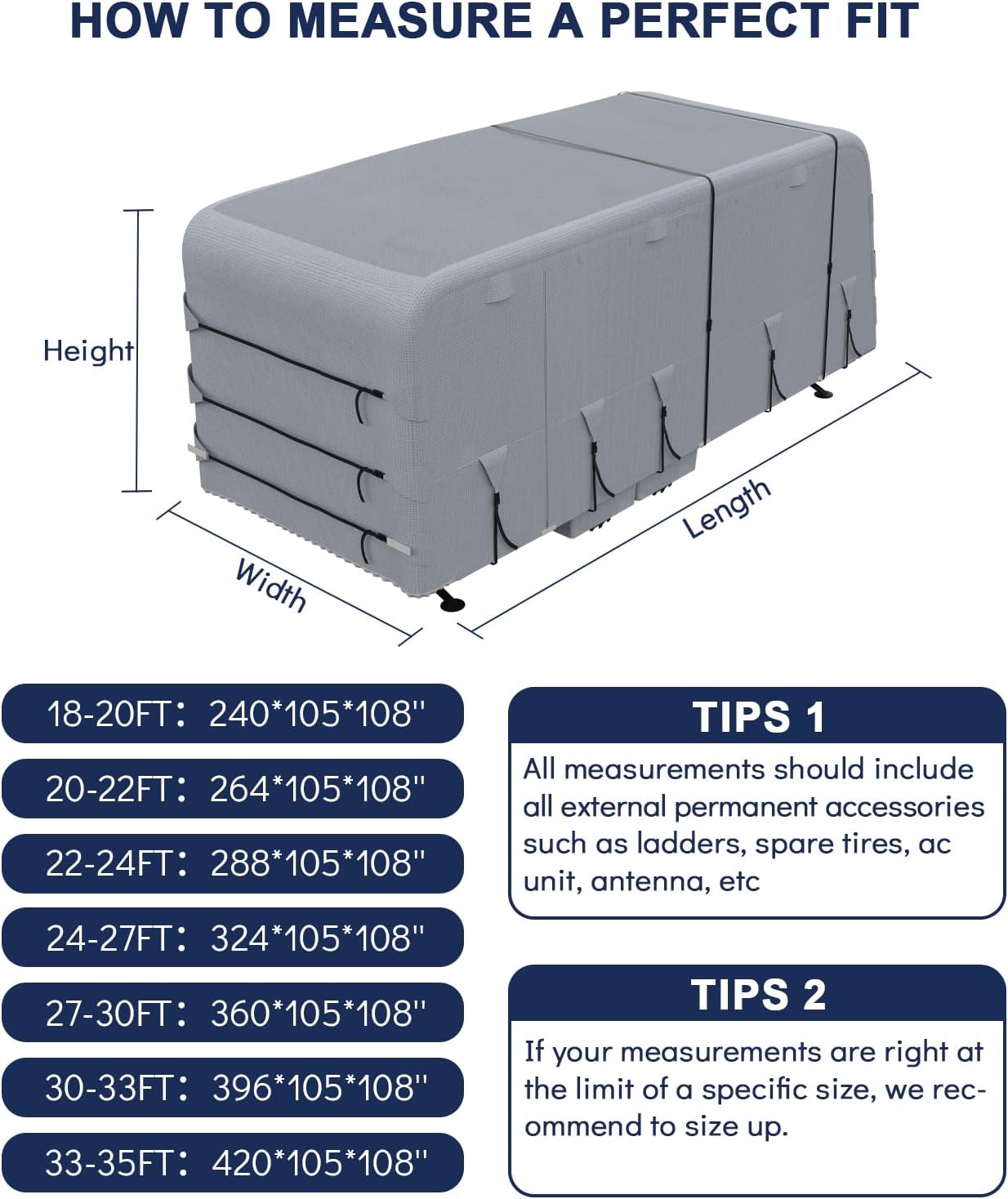 Detalle de Heavy-Duty Caravan Cover with 4-Layer Technology for 18-30+ ft Motorhomes