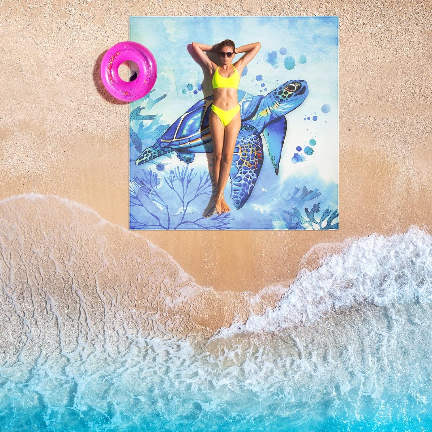 Thumbnail 5 de HIHOHO Beach Blanket Waterproof Sandproof Extra Large Beach Mat 120" x 108