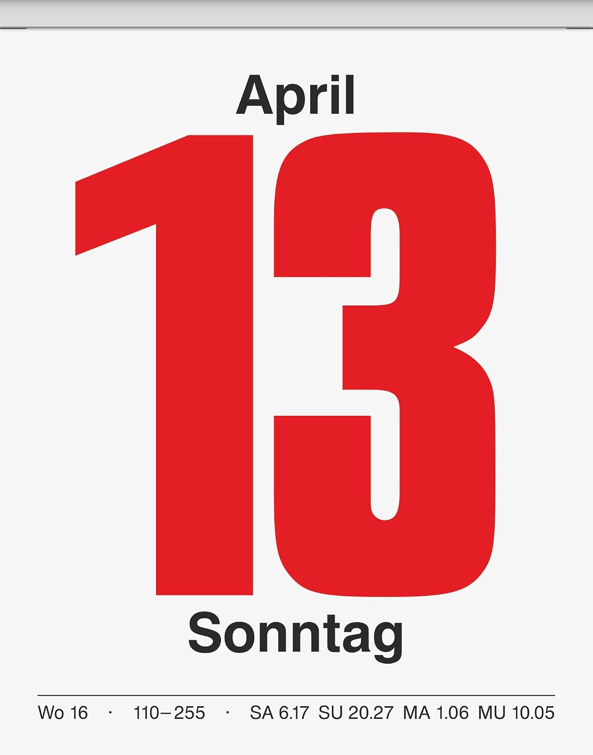 Detalle de BRUNNEN Abreißkalender ’26 Nr. 13, 98×142 mm – Tagesübersicht für Büro & Zuhause