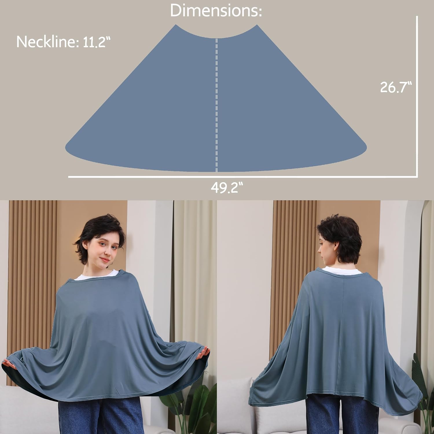 Detalle de Seejoy Nursing Cover Poncho, 360° Coverage, Soft Rayon Blend, Blue