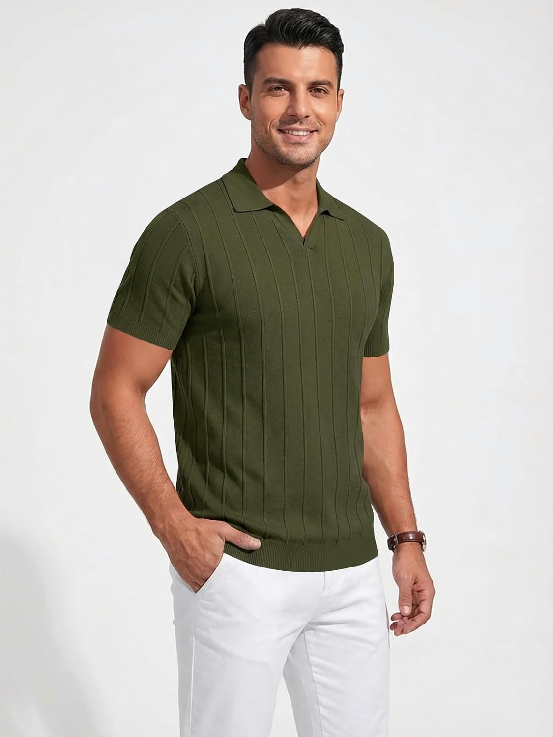 Thumbnail 1 de Runcati Polohemd Herren Sommer Kurzarm Strick – Slim Fit, Einfarbig