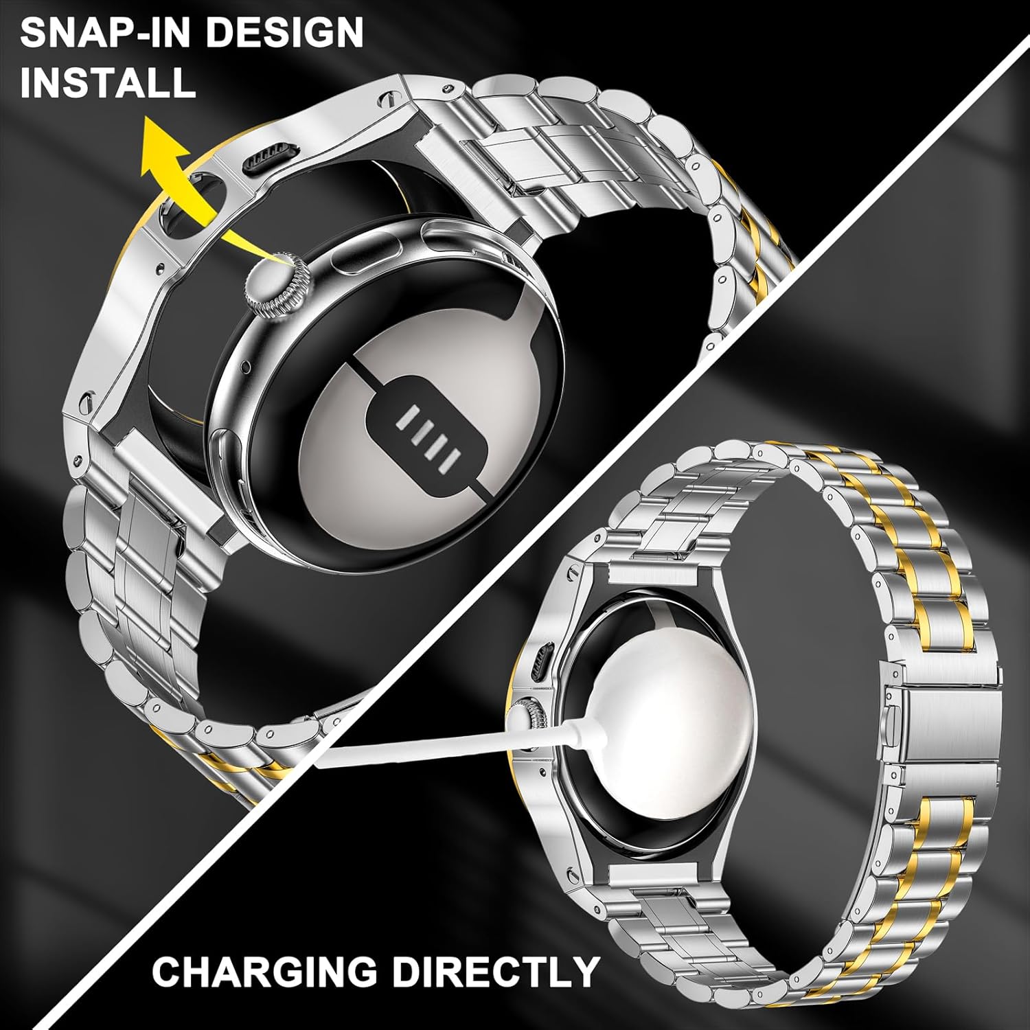 Thumbnail 3 de SUPLINK Stainless Steel Case and Bands for Google Pixel Watch 3 (45mm) – Rugged, Adjustable Metal Strap