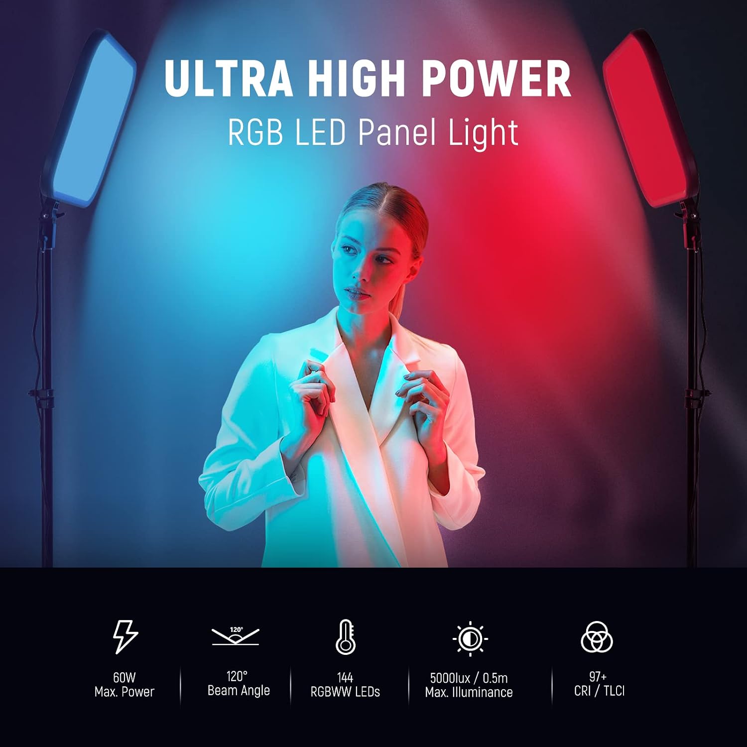 Thumbnail 1 de Neewer RGB168 18,3" RGB-LED Videoleuchte (60W) mit App-Steuerung und CRI/TLCI 97+