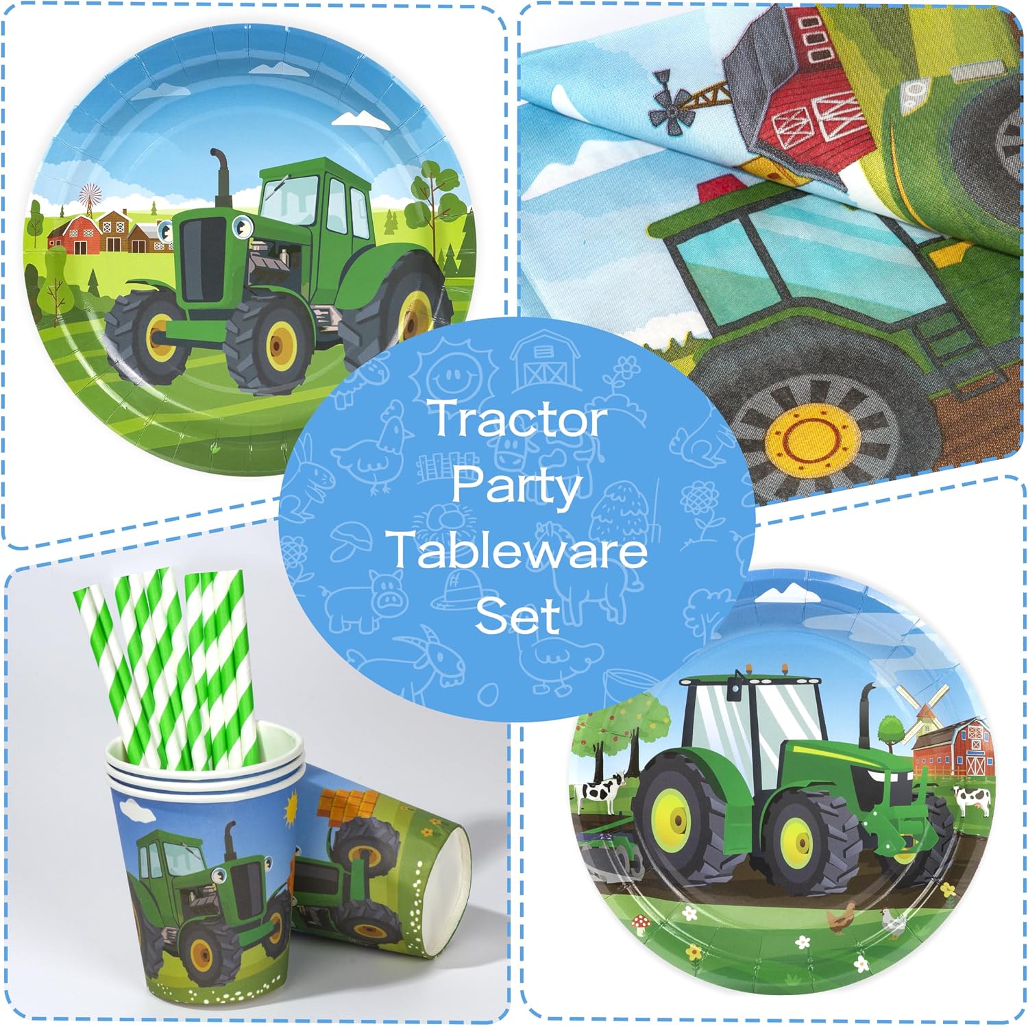 Detalle de BuyCard Traktor Partyzubehör Set – 60 Teile für Geburtstag mit Traktor-Design