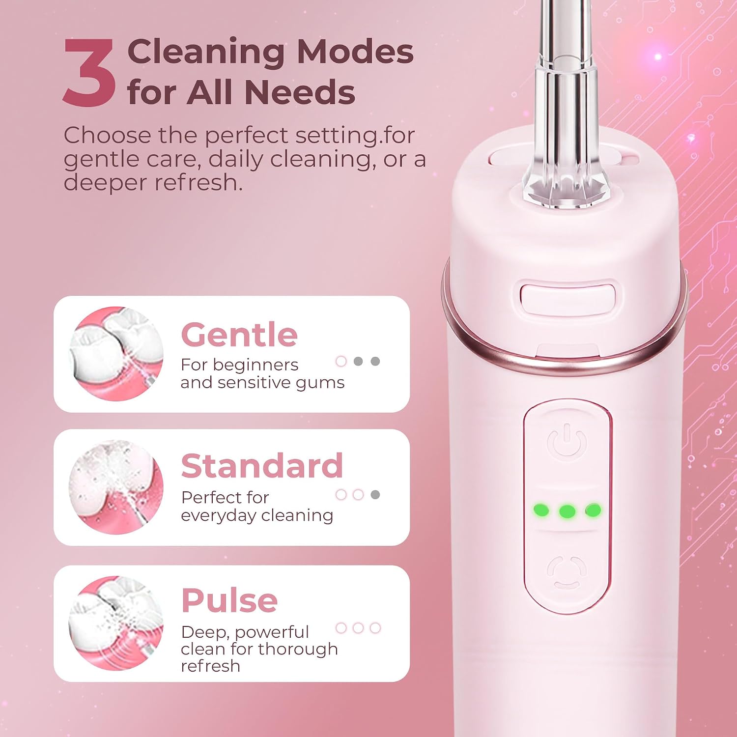 Thumbnail 3 de BarberBoss Travel Oral Irrigator (QR-7113, Pink): Cordless USB-C Water Flosser for Travel