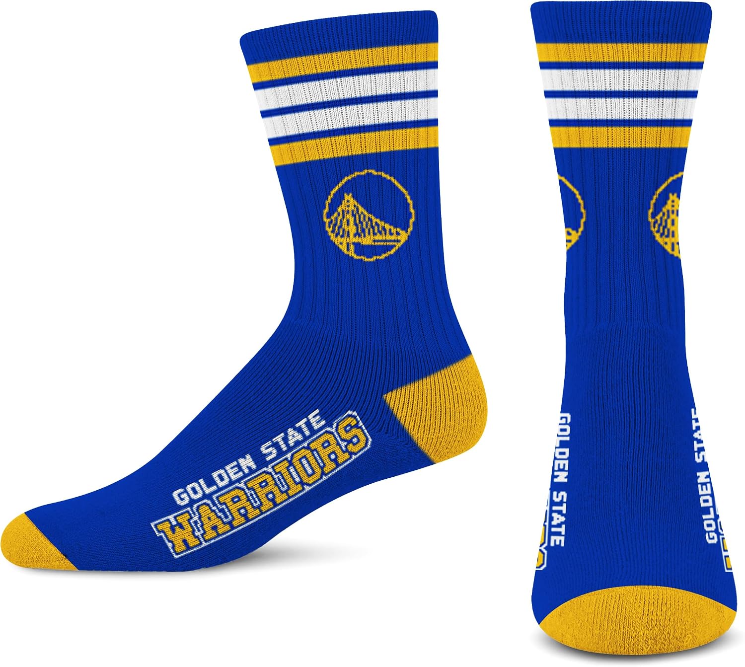 Detalle de For Bare Feet Golden State Warriors Deuce Crew Sock (Team Color, 4 Stripe) — Medium