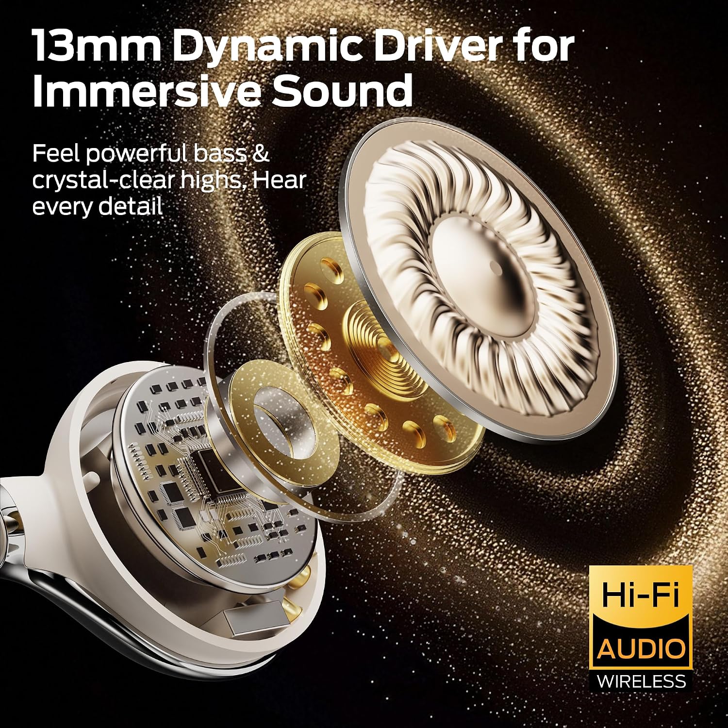 Detalle de Monster AC225 Open-Ear Clip-On Earbuds, Bluetooth 6.0, IPX6, 36-Hour Playtime