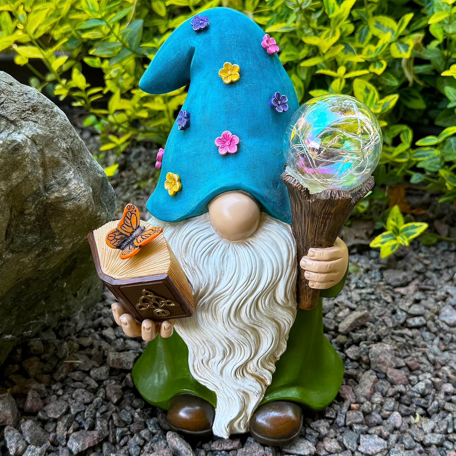 Thumbnail 5 de Solar Magician Gnome 9.45 Inch Solar Garden Statue