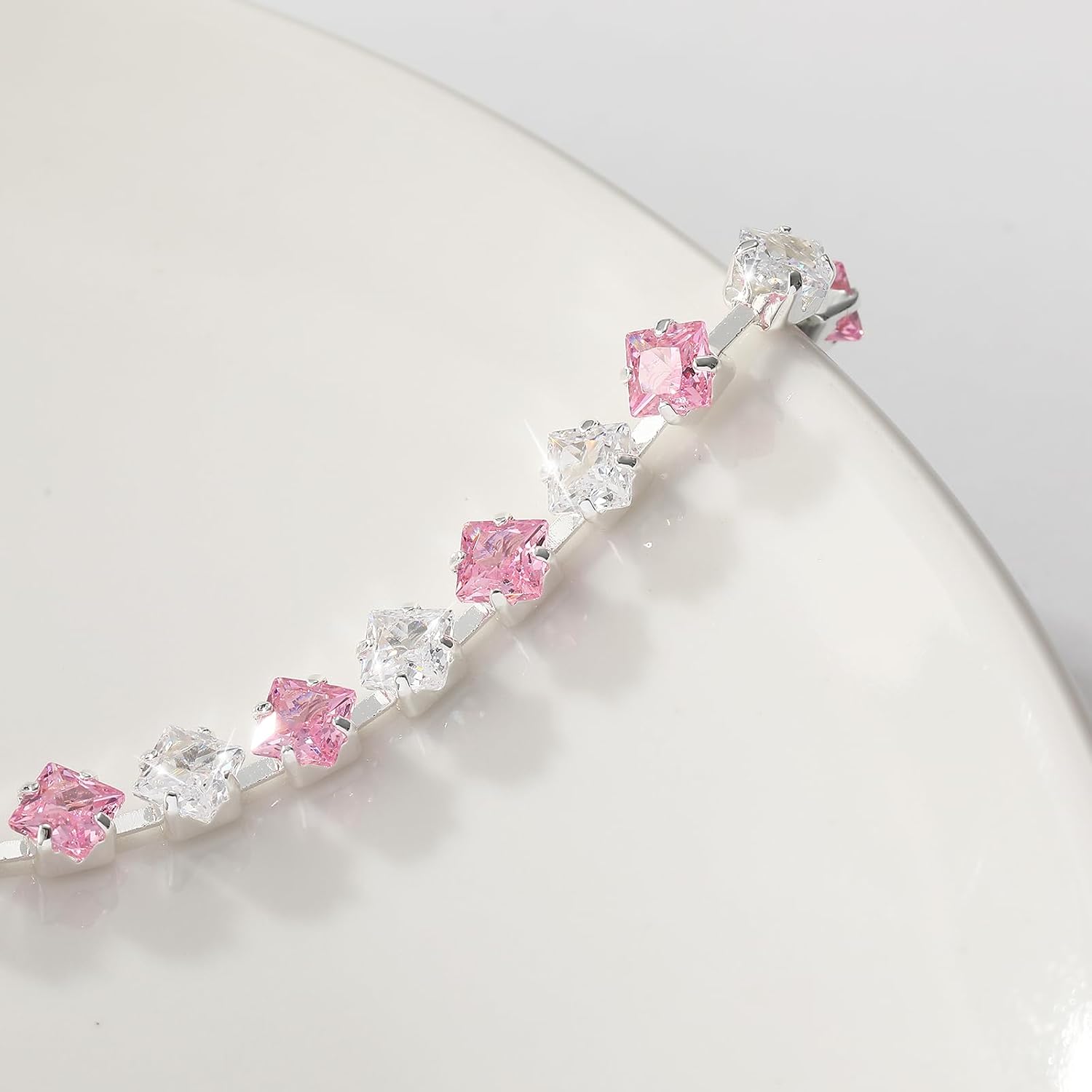 Detalle de Esmoly bracciale tennis da donna in argento con chiusura regolabile, zirconi 5A e 12 pietre di nascita
