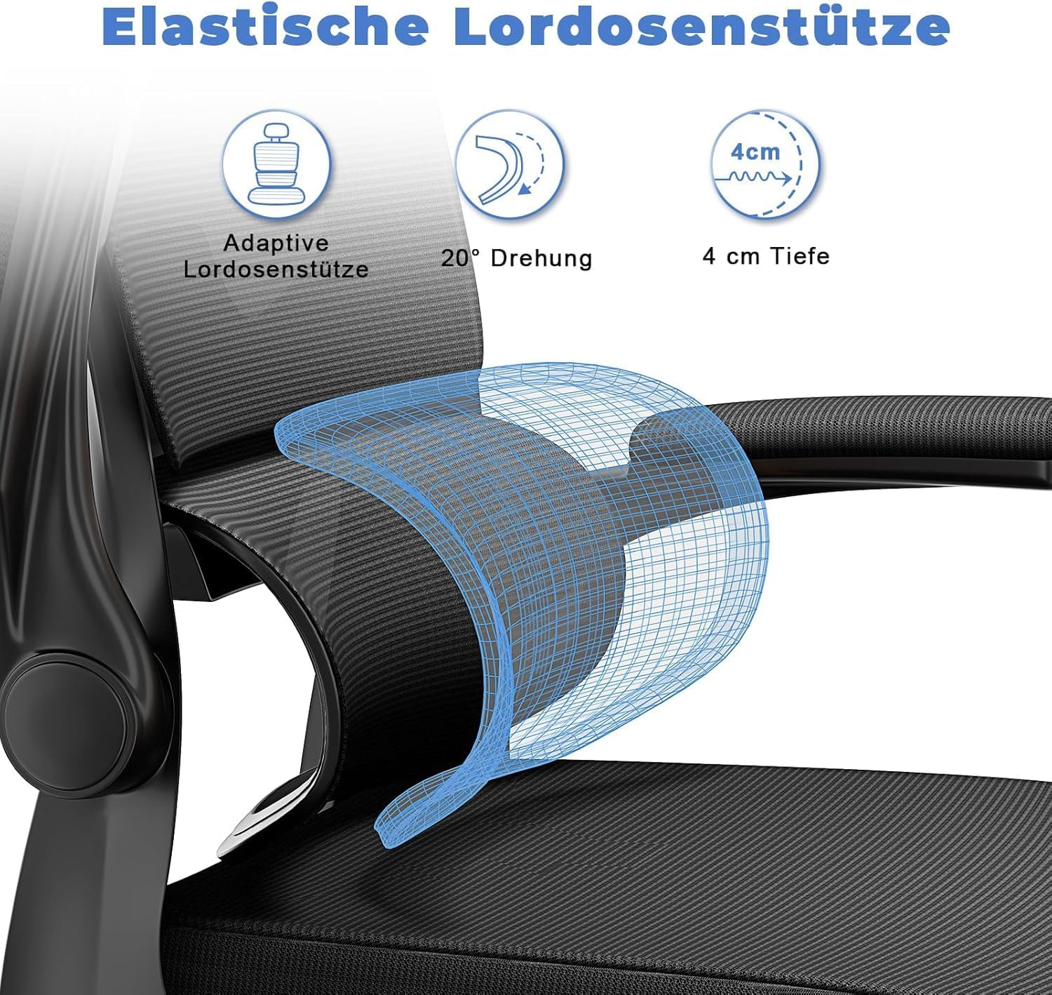 Detalle de naspaluro Ergonomischer Bürostuhl, Lordosenstütze