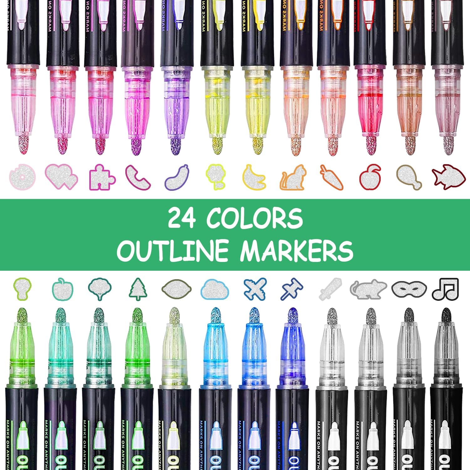 Detalle 2 de Maqhpu Outline Glitter Pens 24-pack