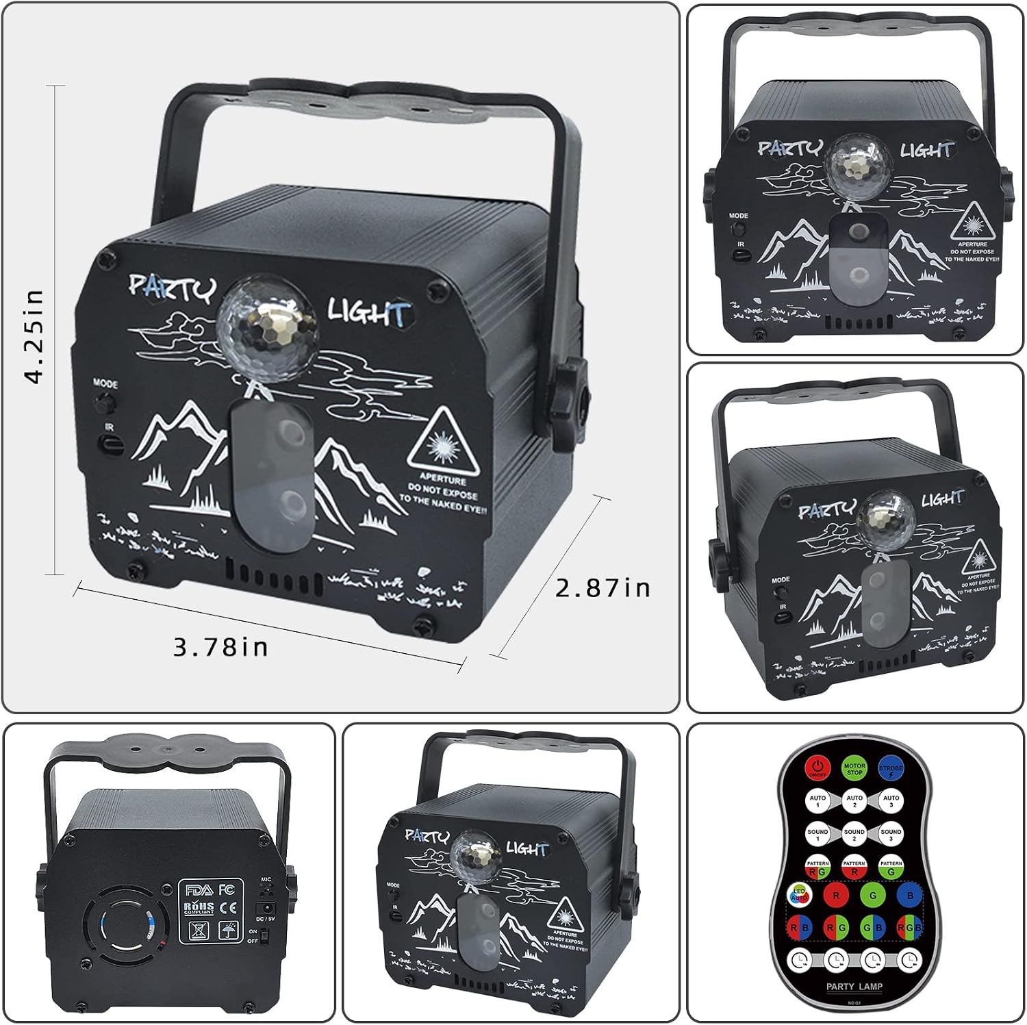 Detalle de Atotalof DQ-R90C Party Light with Remote, RGB Patterns and Sound Control