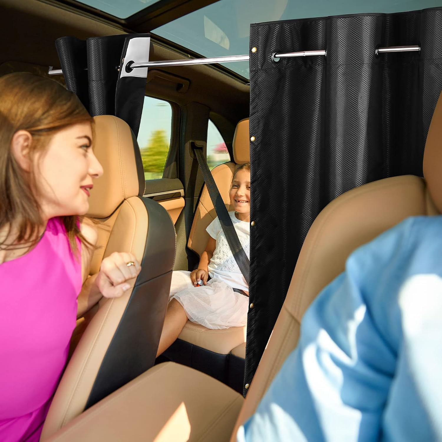 Detalle de ZATOOTO Auto Sichtschutz Vorhänge – Großformat 161 × 107 cm, Abnehmbare Camper Auto Vorhang Gardinen