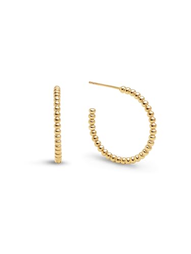 Detalle de SINGULARU Pendientes Pebble Dots M en Acero bañado en Oro 18Kt, cierre silicona