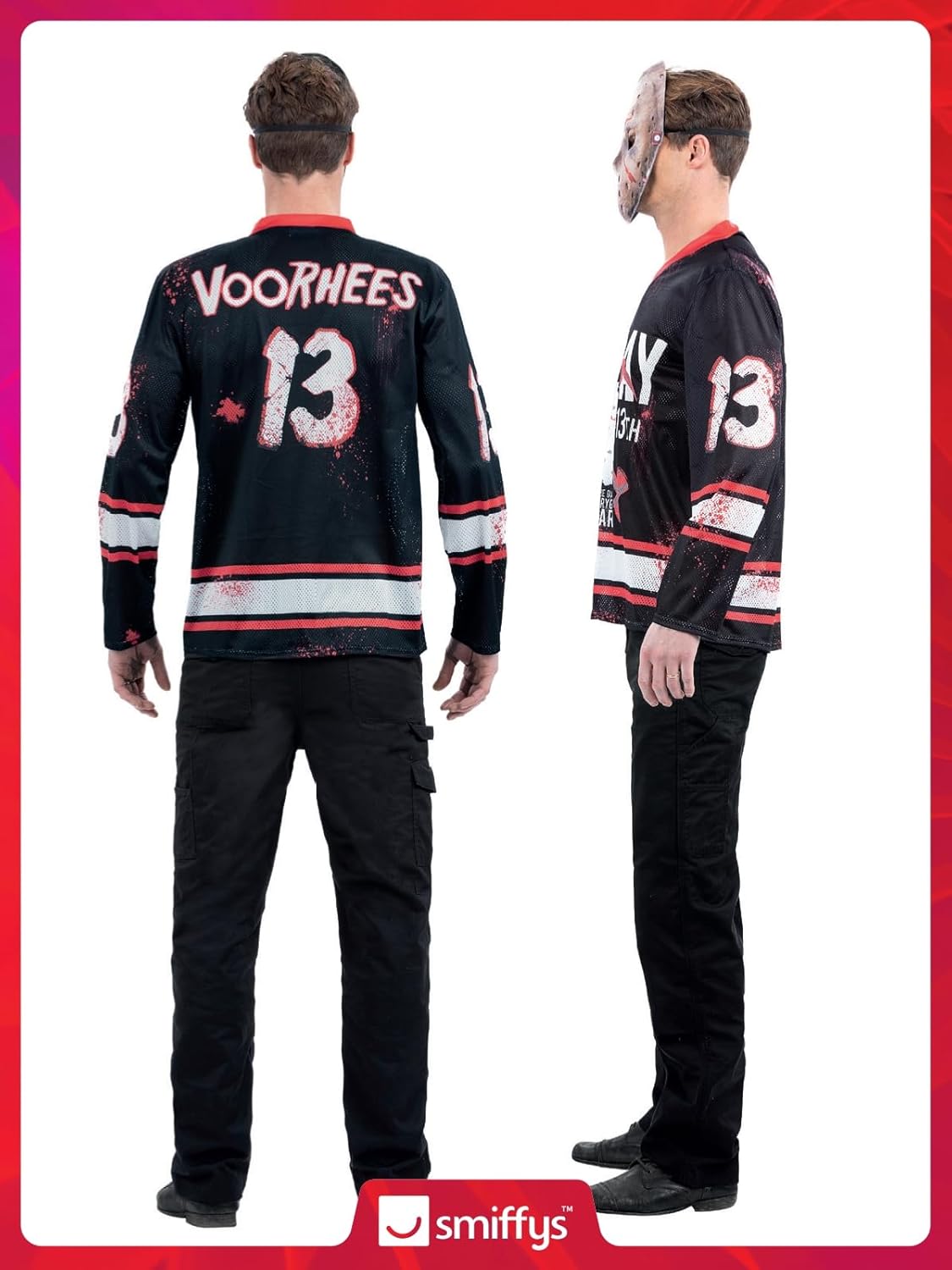 Thumbnail 5 de Smiffys 81017 Friday the 13th Hockey-Top, Herren, Schwarz & Weiß