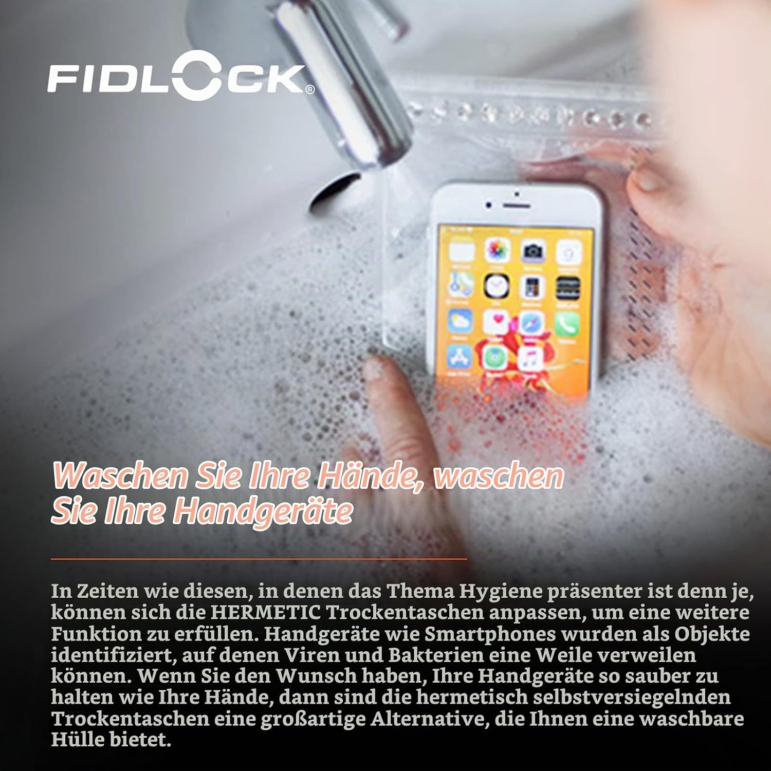 Detalle 2 de FIDLOCK Hermetic Sling Phone Dry Bag – wasserdichte Tasche für Smartphone mit magnetischem Selbstverschluss (Schwarz, Small/Medium)