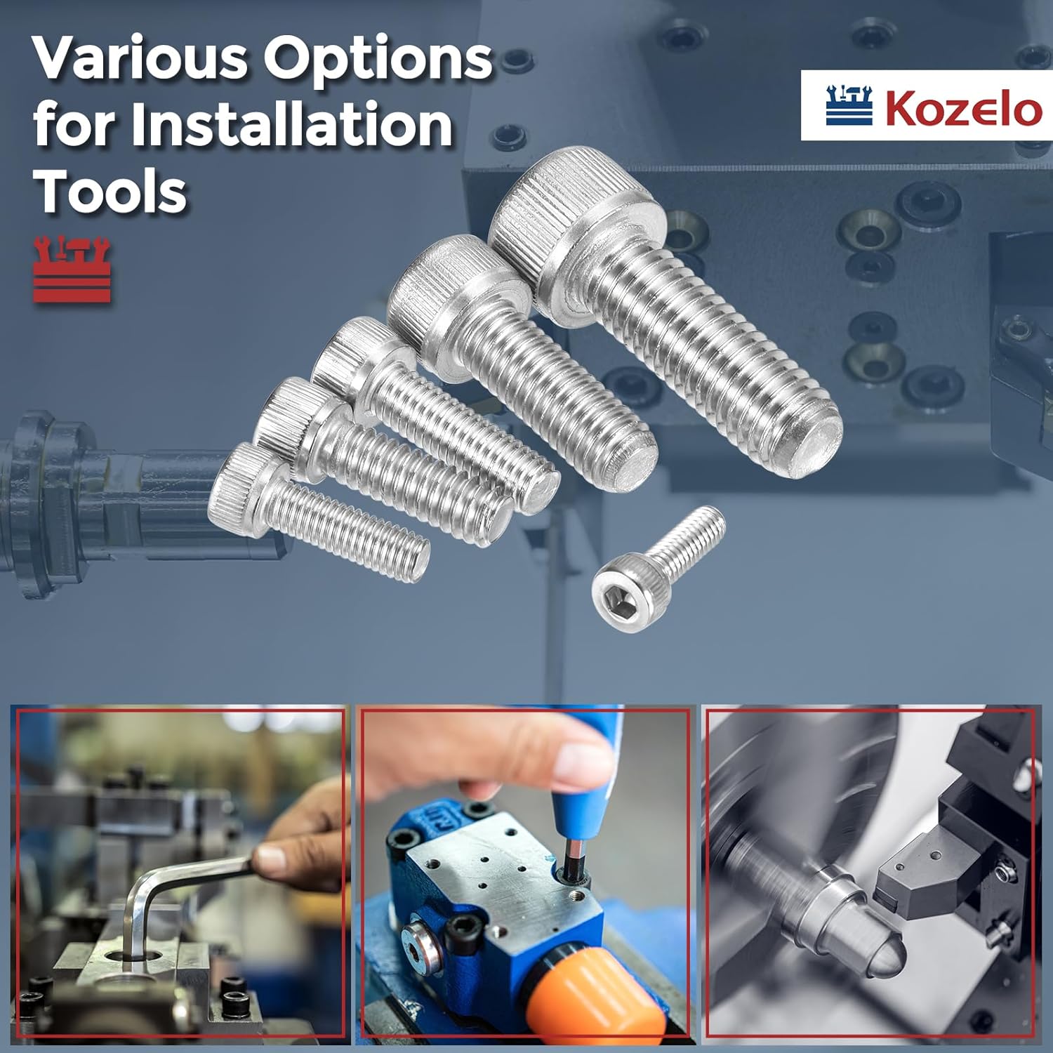 Thumbnail 5 de Kozelo 10 pack Socket Head Cap Screws 1/4"-20 x 3/4" UNC 304 Stainless Steel (Allen drive)