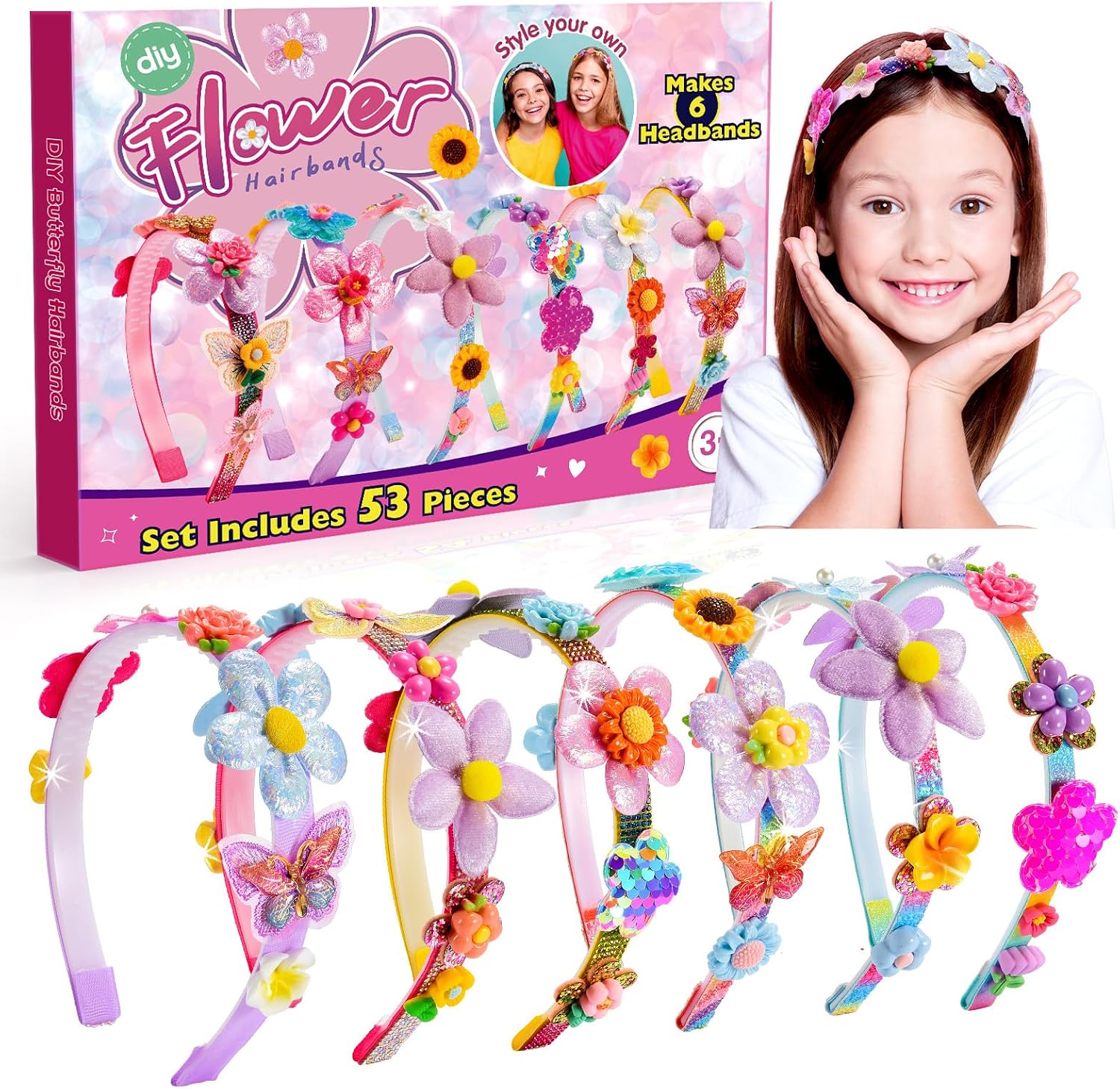 HappyKidsClub Regalo Bambina 4-10 Anni: Kit Lavoretti per Cerchietti e Accessori Capelli