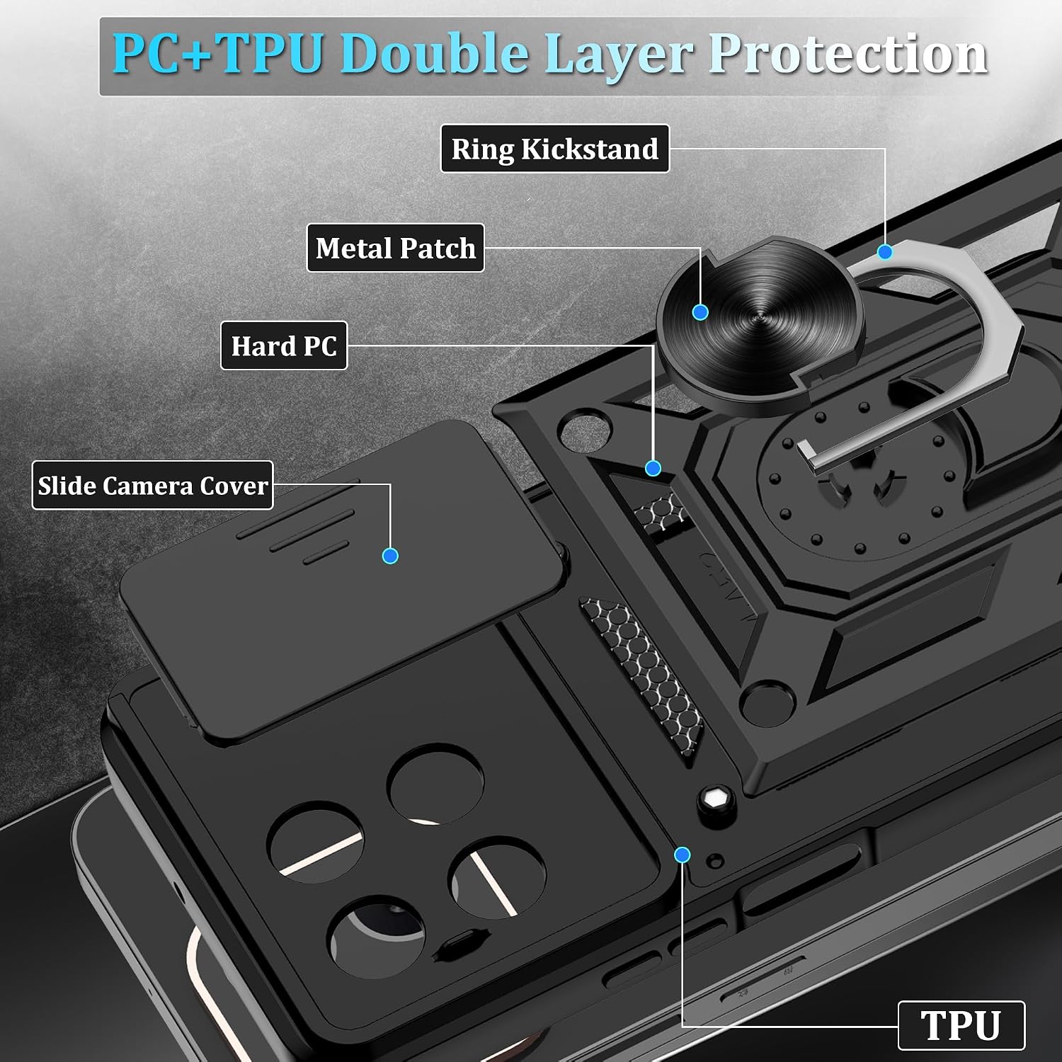 Thumbnail 5 de Jshru Case for Honor X6c with Screen Protector and Ring Kickstand (Rose Gold)