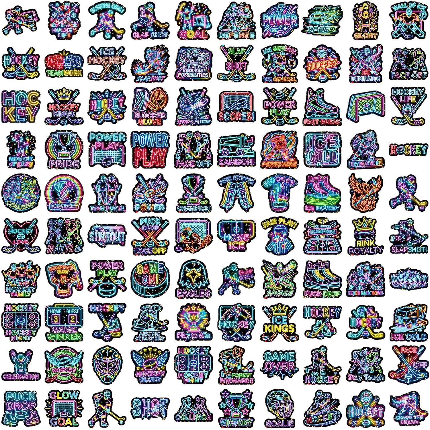Detalle de Holographic hockey stickers, 100-piece set